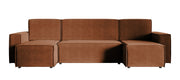 Ecksofa mit Schlaffunktion Copertino, U-förmig, mit universellem Stauraum, kupferfarbener hydrophober Samt