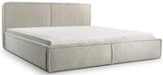 Polsterbett 160x200 cm Cordo mit Bettkasten, Holzlattenrost, hellbeige Cordstoff