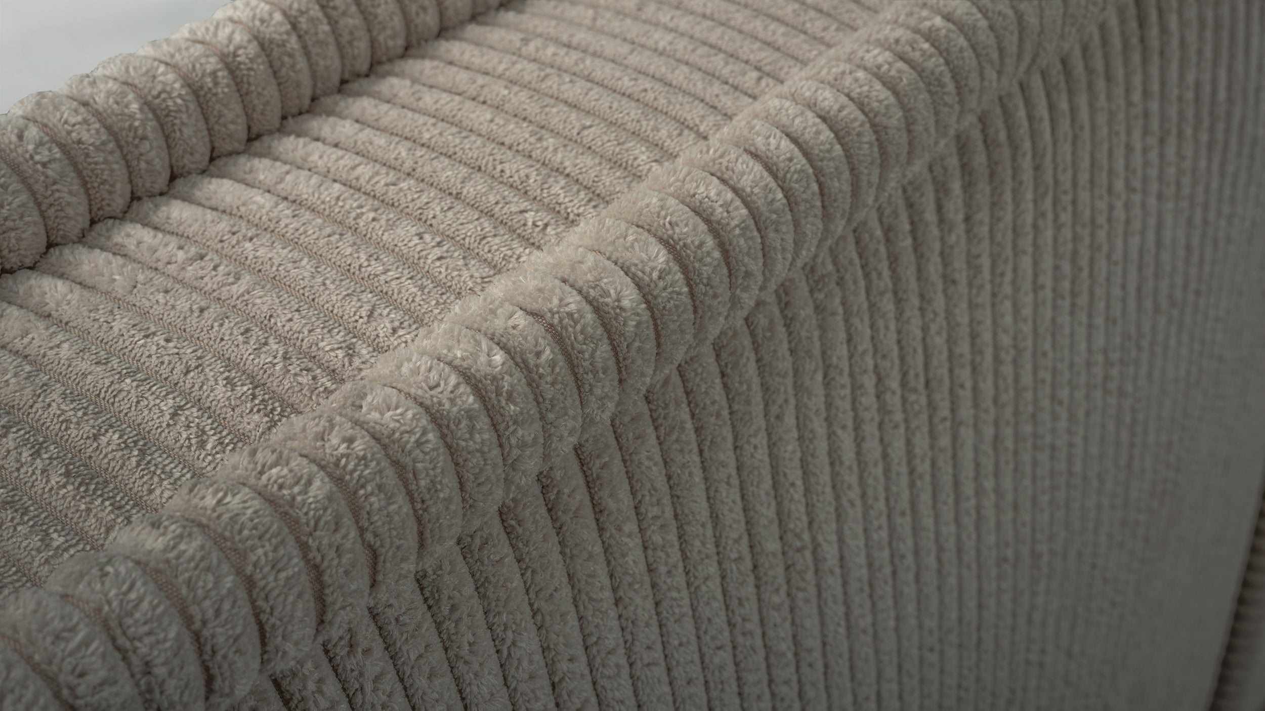 Gepolstertes Bett 160x200 cm Cordo mit Stauraum, Holzlattenrost, beige Cordstoff