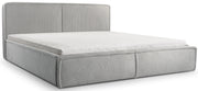 Polsterbett 140x200 cm Cordo mit Stauraum, Holzlattenrost, hellgrauer Cordstoff