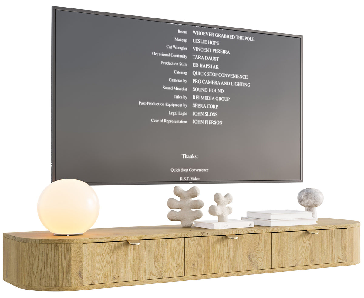 Hängender TV-Schrank Coru Slim mit drei Schubladen, 175 cm, Eiche Cremona Torro
