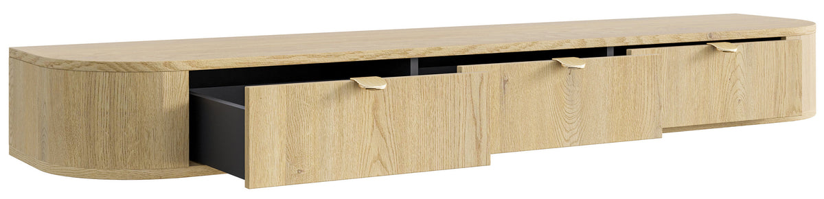 Hängender TV-Schrank Coru Slim mit drei Schubladen, 175 cm, Eiche Cremona Torro