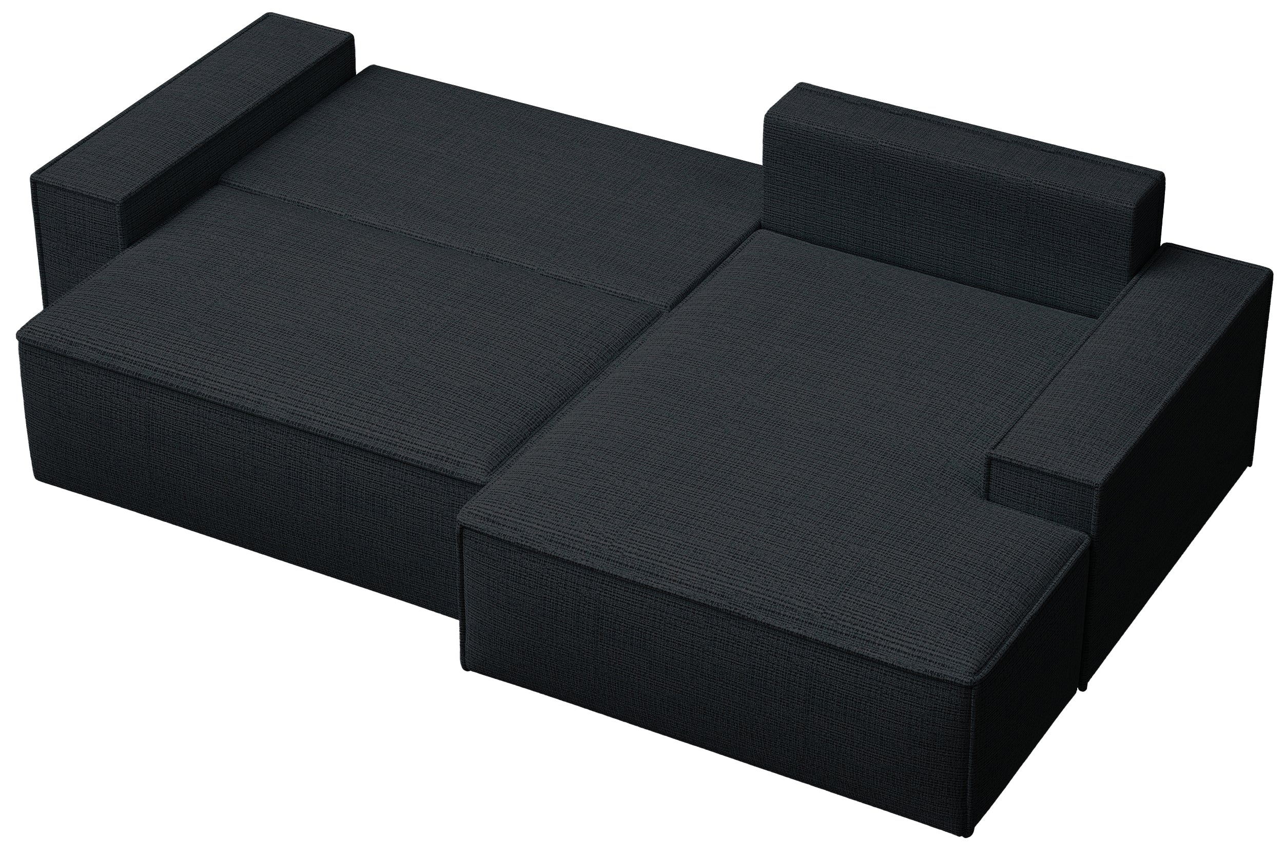Ecksofa mit Schlaffunktion Farese New, L-förmig, mit schwarzem Samtstoff und Stauraum, rechtsseitig