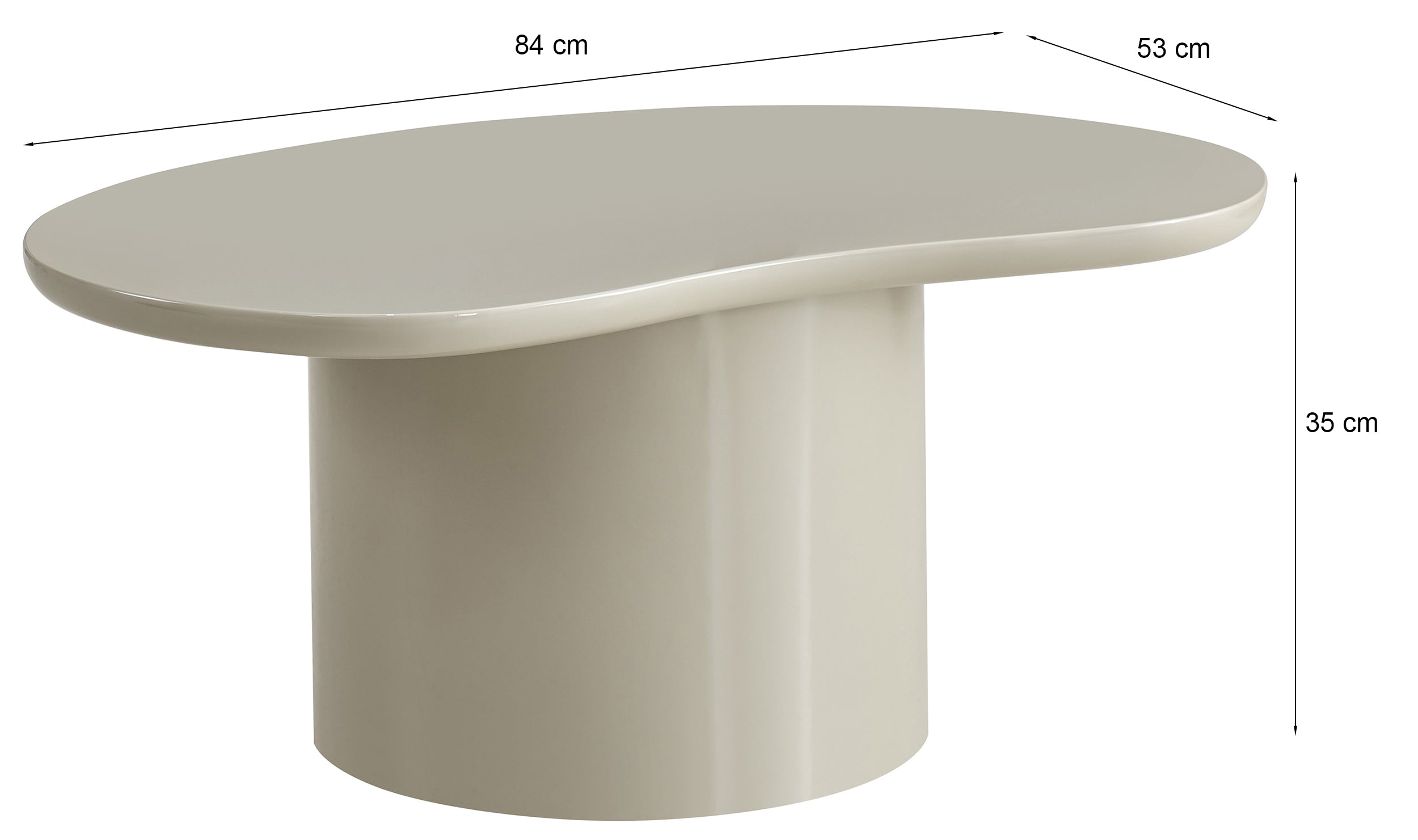 Atiously Couchtisch 84x53 cm creme Hochglanz