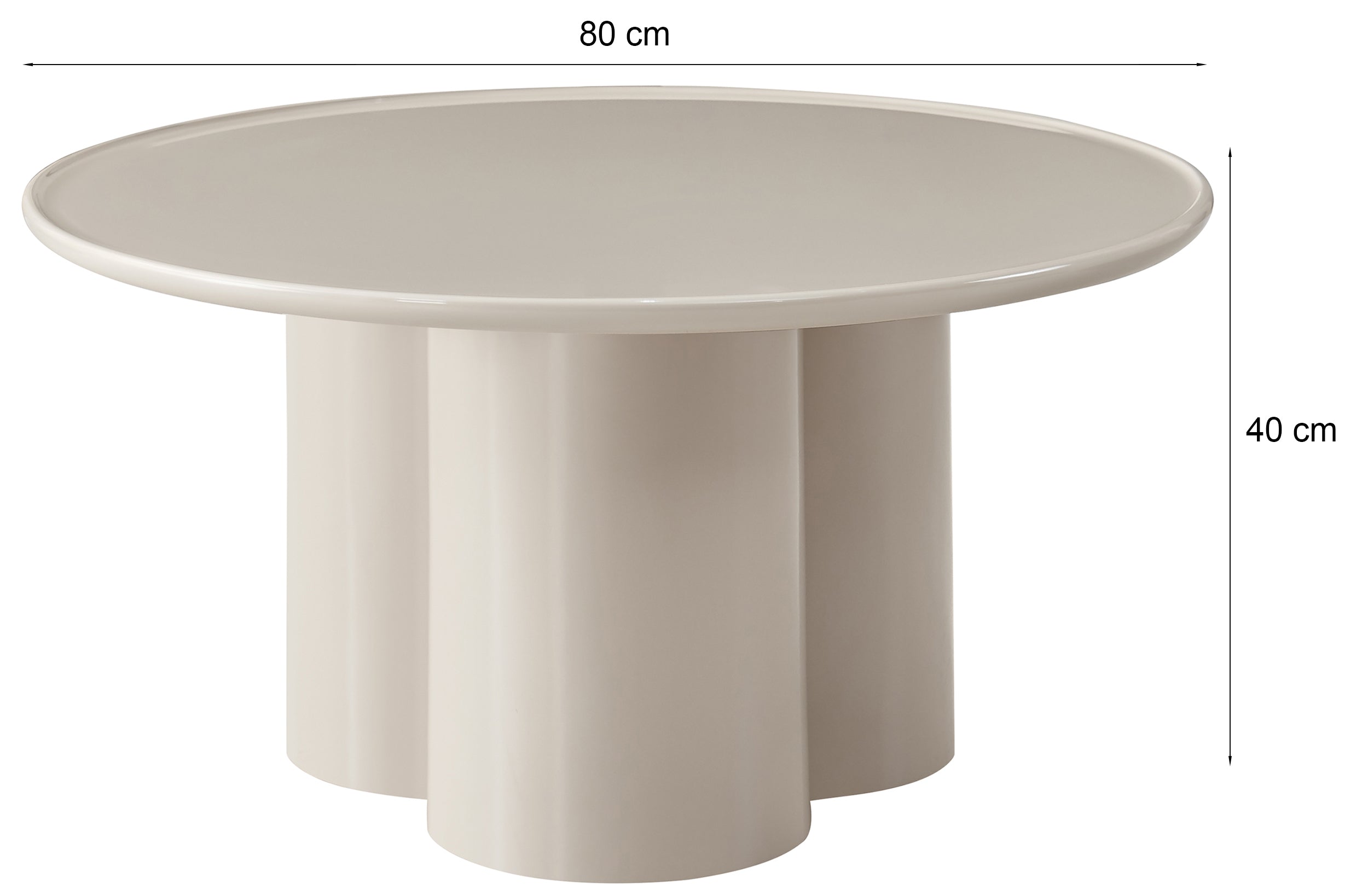 Runder Couchtisch Roulness 80 cm, hellbeige, hoher Glanz