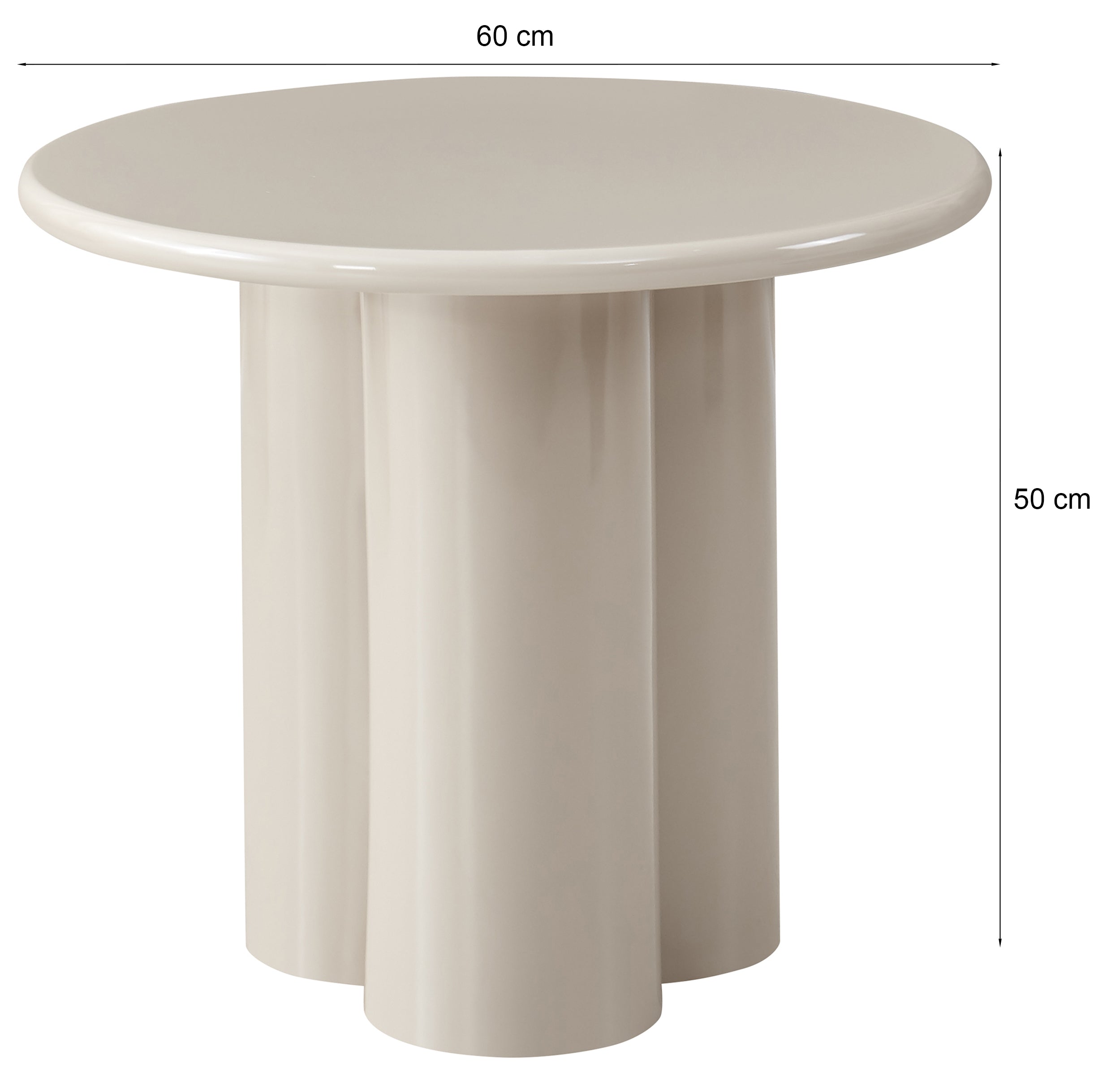 Runder Couchtisch Loccoli 60 cm, bordeauxrot, hochglänzend