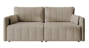 Ausziehbare Eckcouch Pierra mit Stauraum, beige, wasserabweisender Samt