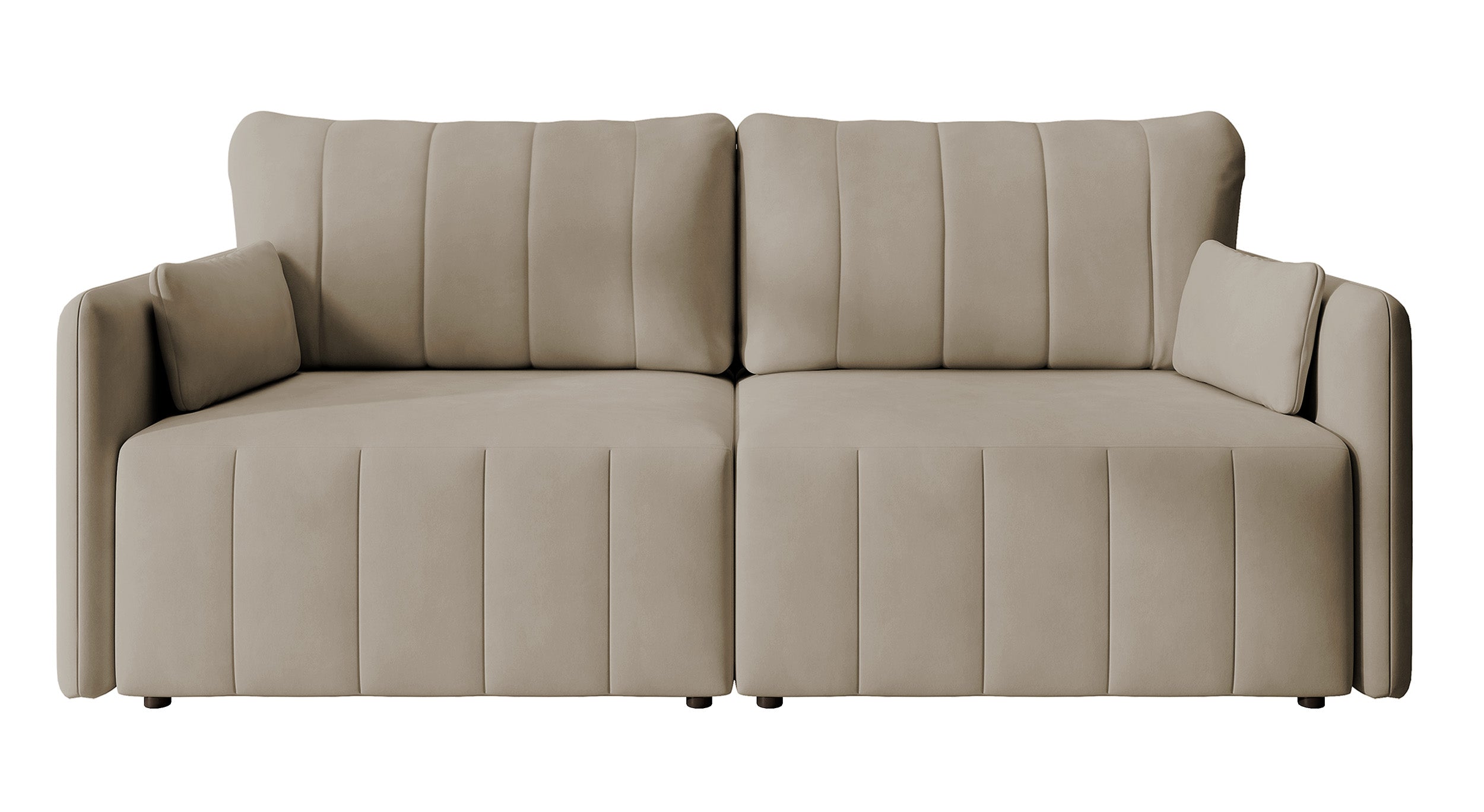 Ausziehbare Eckcouch Pierra mit Stauraum, beige, wasserabweisender Samt