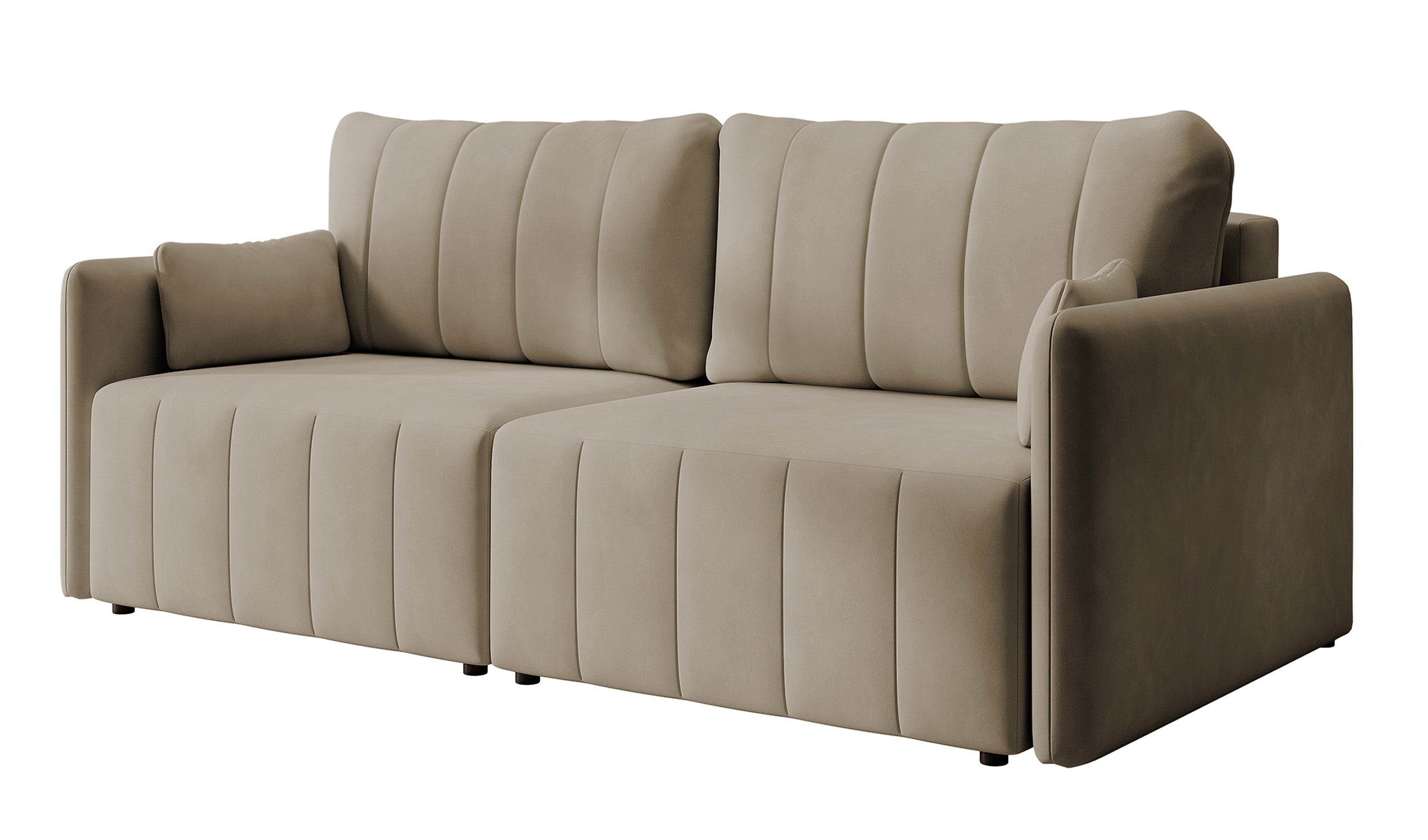 Ausziehbare Eckcouch Pierra mit Stauraum, beige, wasserabweisender Samt