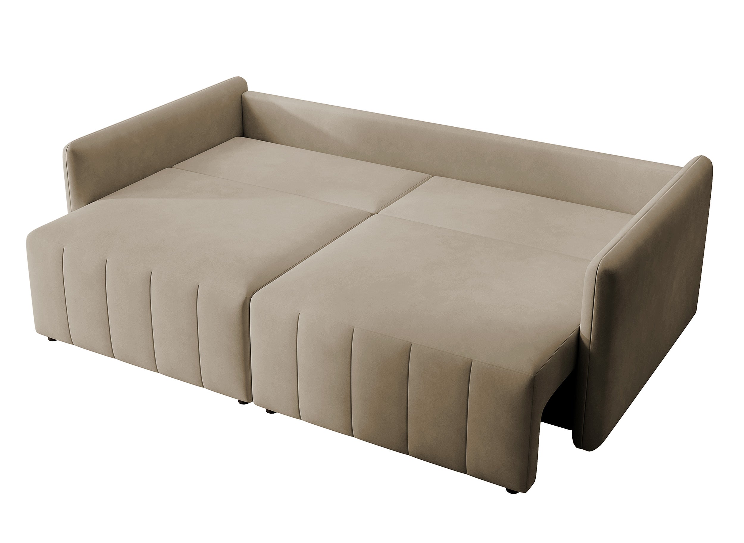 Ausziehbare Eckcouch Pierra mit Stauraum, beige, wasserabweisender Samt