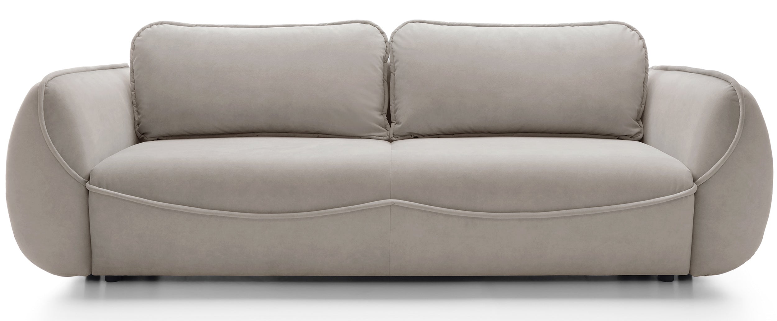 Drei-Sitzer-Schlafsofa Cutie mit Stauraum, beige, pflegeleichter Samtstoff