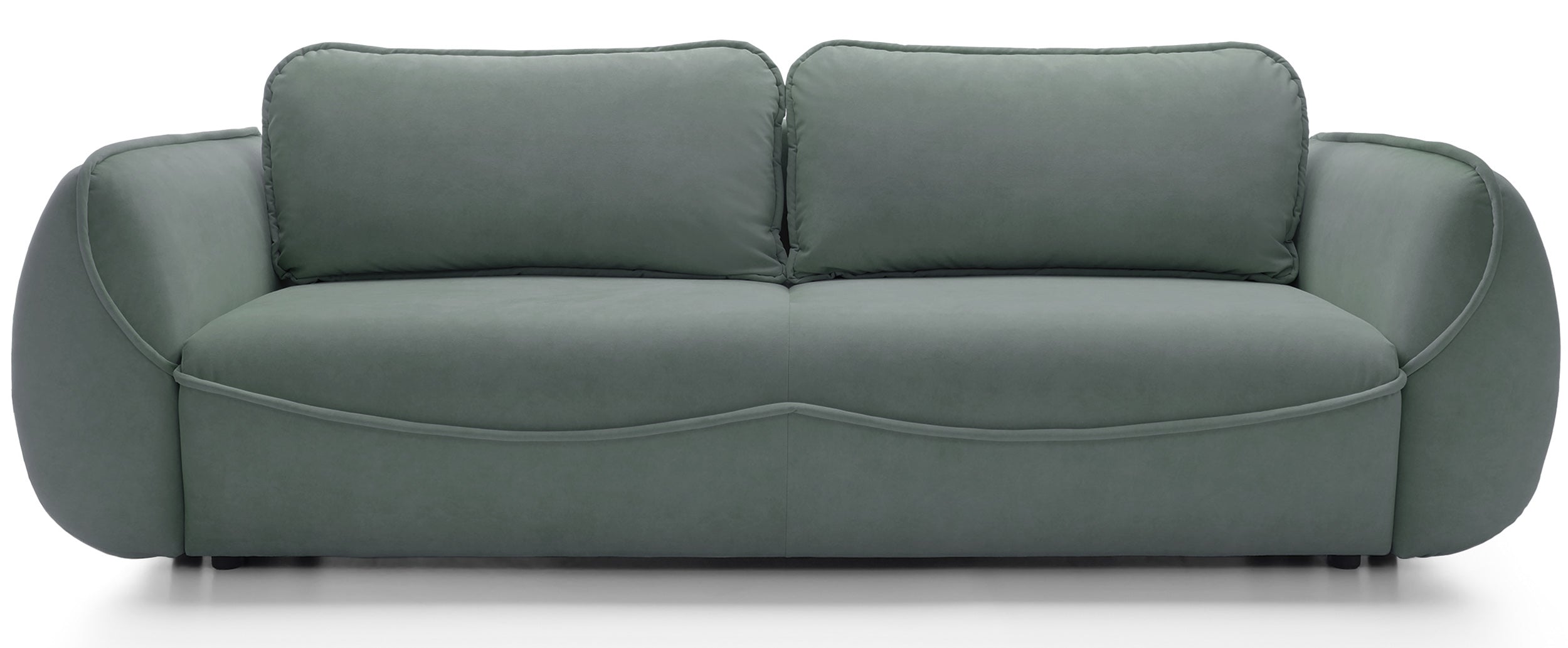 Drei-Sitzer-Schlafsofa Cutie mit Stauraum, Salbeigrüner Velours, pflegeleicht
