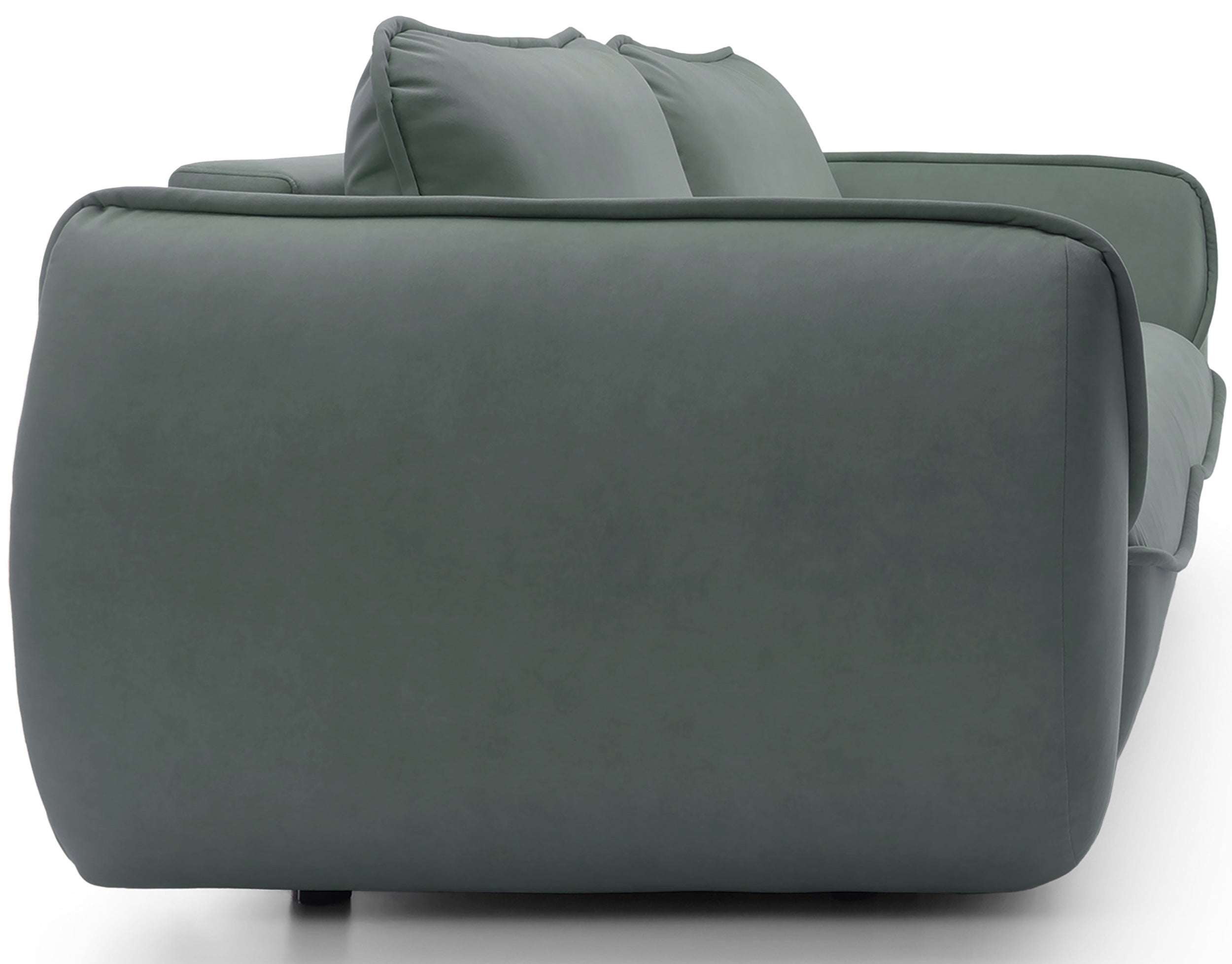 Drei-Sitzer-Schlafsofa Cutie mit Stauraum, Salbeigrüner Velours, pflegeleicht