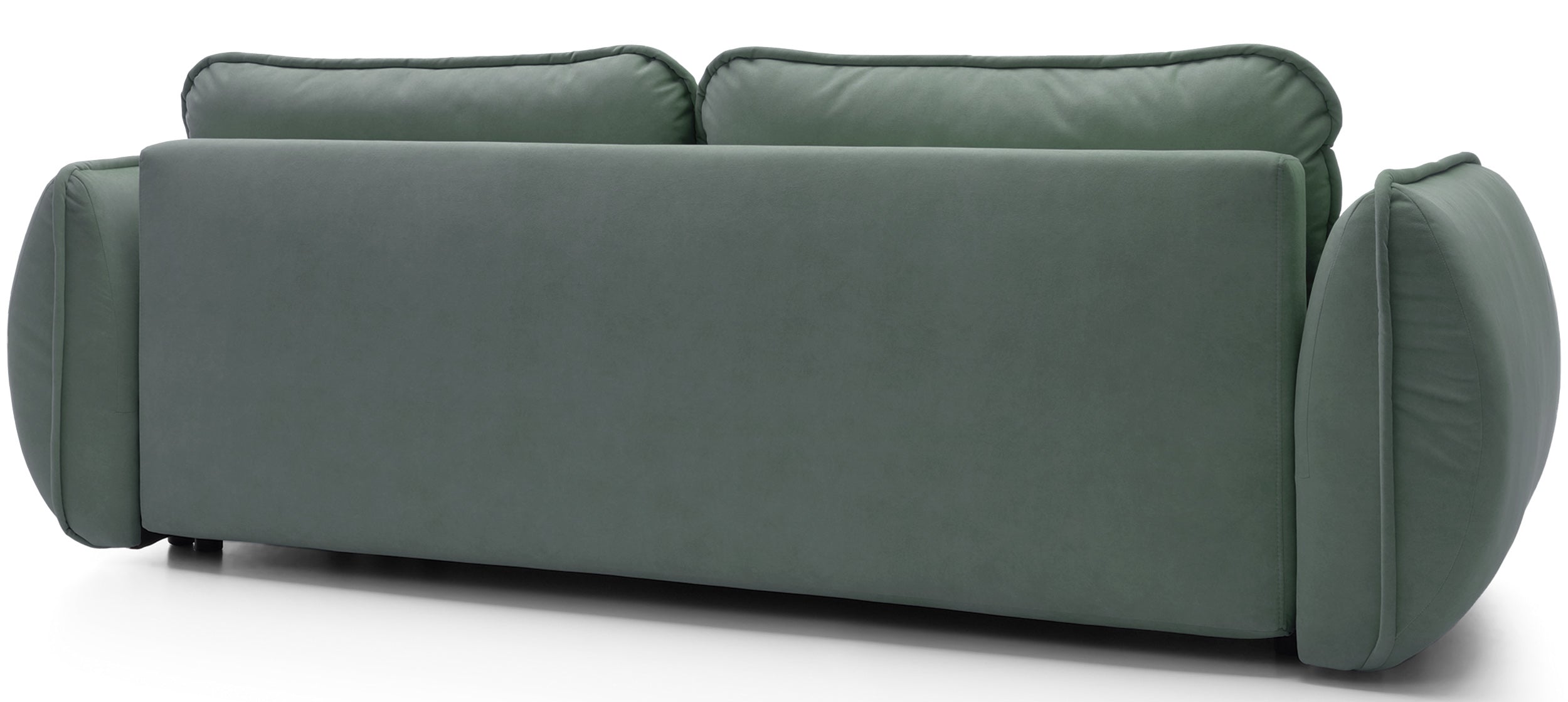 Drei-Sitzer-Schlafsofa Cutie mit Stauraum, Salbeigrüner Velours, pflegeleicht