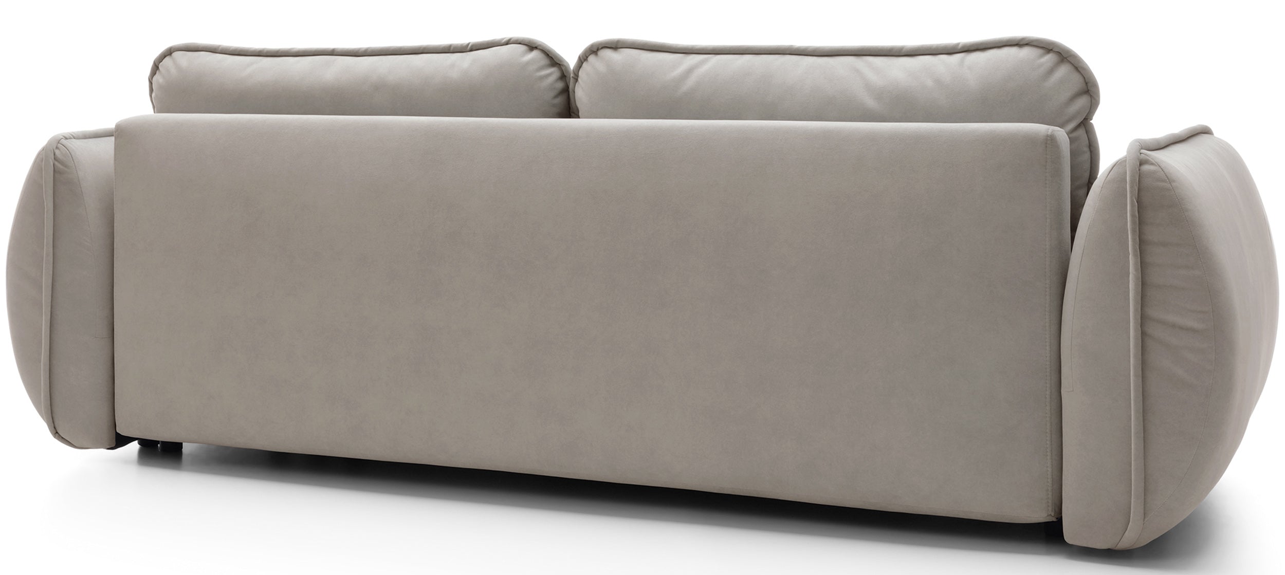 Drei-Sitzer-Schlafsofa Cutie mit Stauraum, beige, pflegeleichter Samtstoff