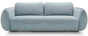 Dreisitziges ausklappbares Sofa Cutie mit Stauraum, hellblauer Samt, pflegeleicht