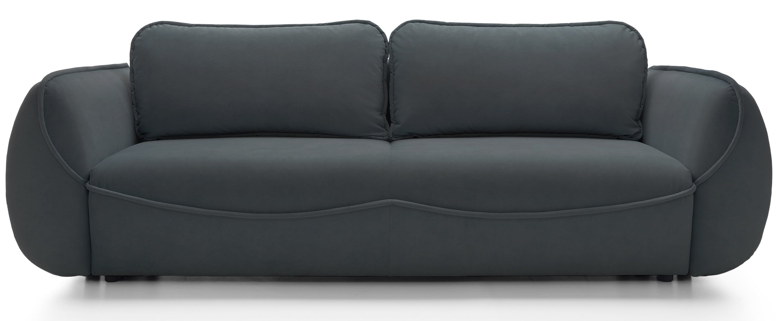 Dreisitziges Schlafsofa Cutie mit Stauraum, Graphit, Velours, pflegeleicht
