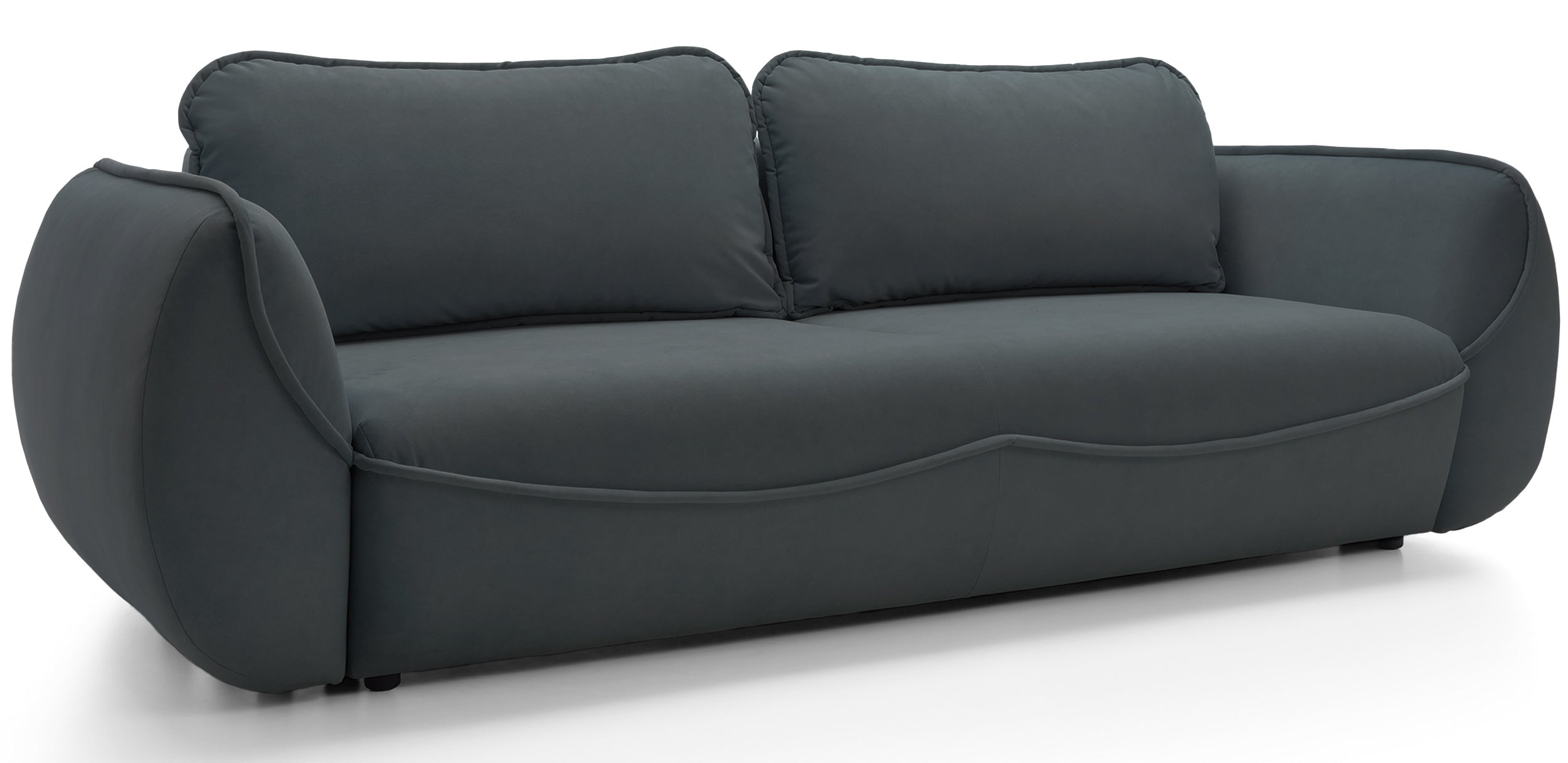 Dreisitziges Schlafsofa Cutie mit Stauraum, Graphit, Velours, pflegeleicht