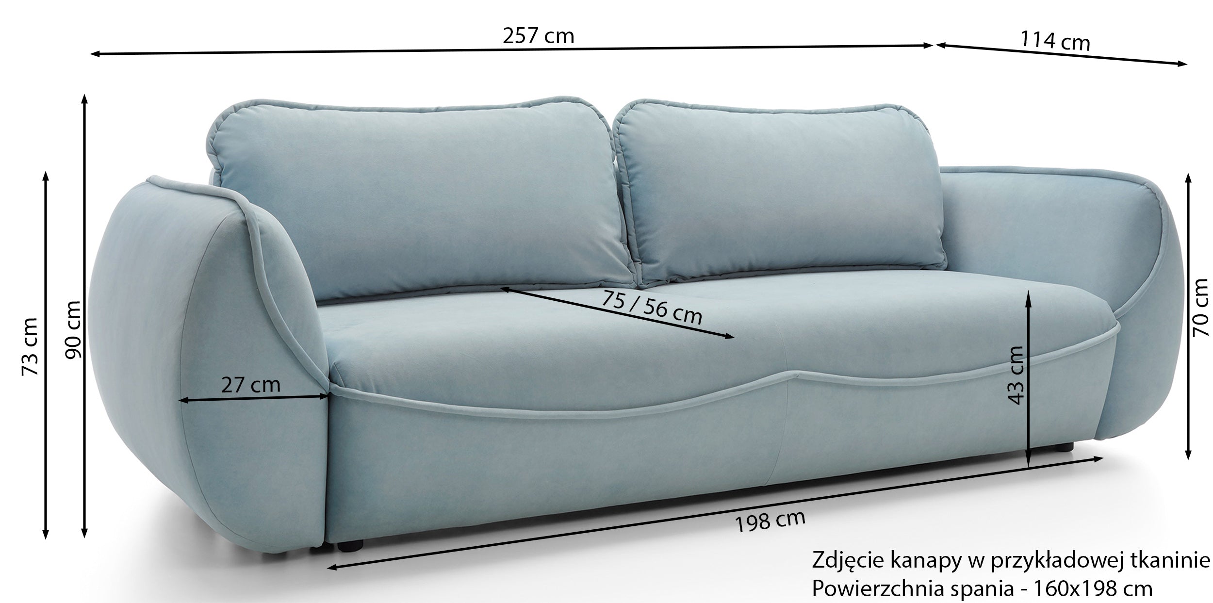 Dreisitziges Schlafsofa Cutie mit Stauraum, Graphit, Velours, pflegeleicht