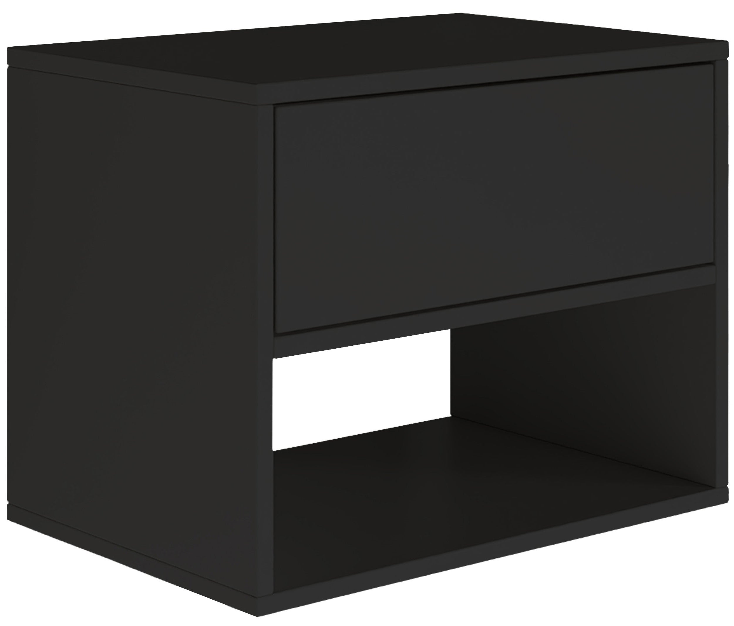 Hängender Nachttisch Framme mit Schublade und Fach, 50 cm, schwarz