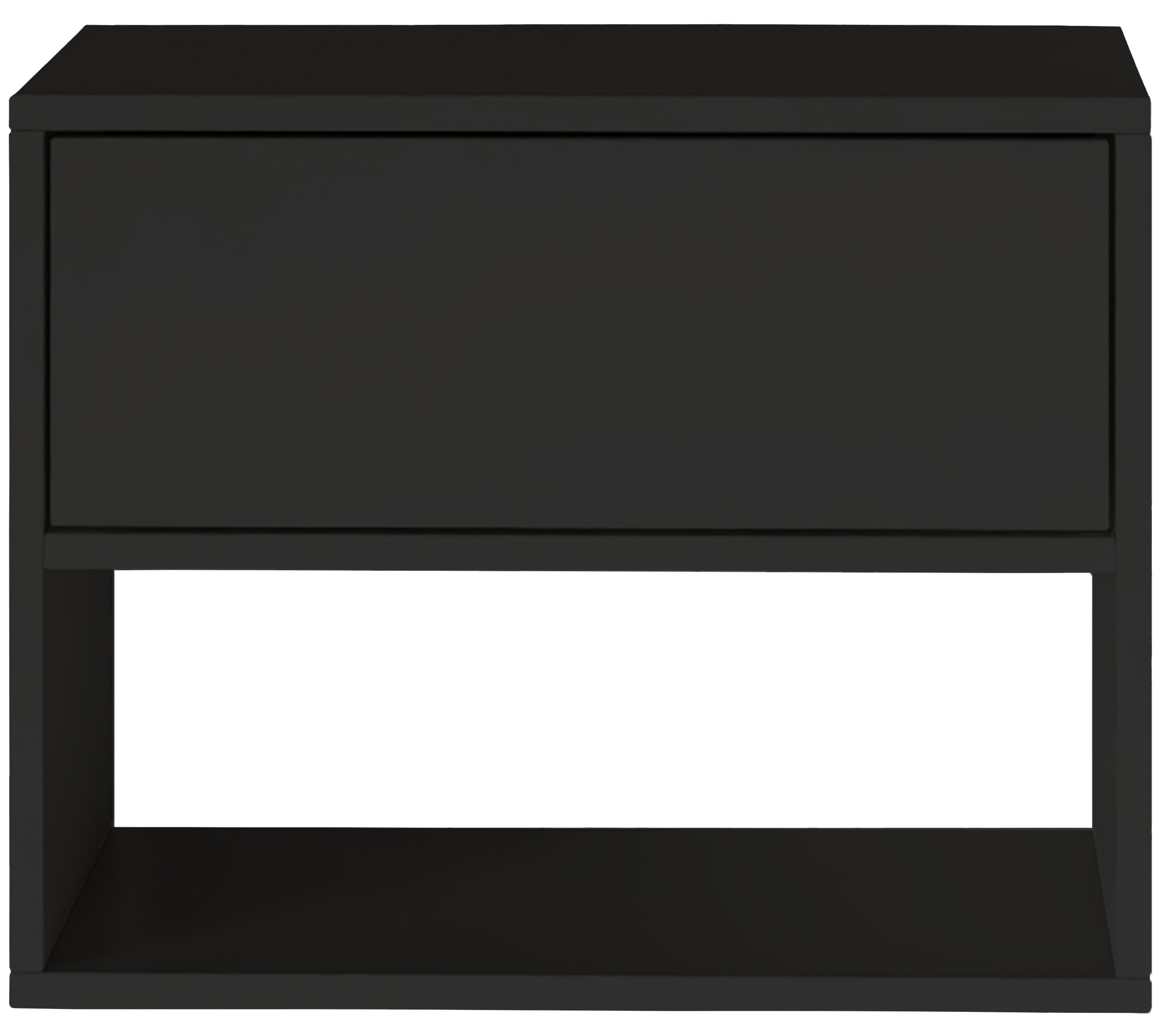 Hängender Nachttisch Framme mit Schublade und Fach, 50 cm, schwarz
