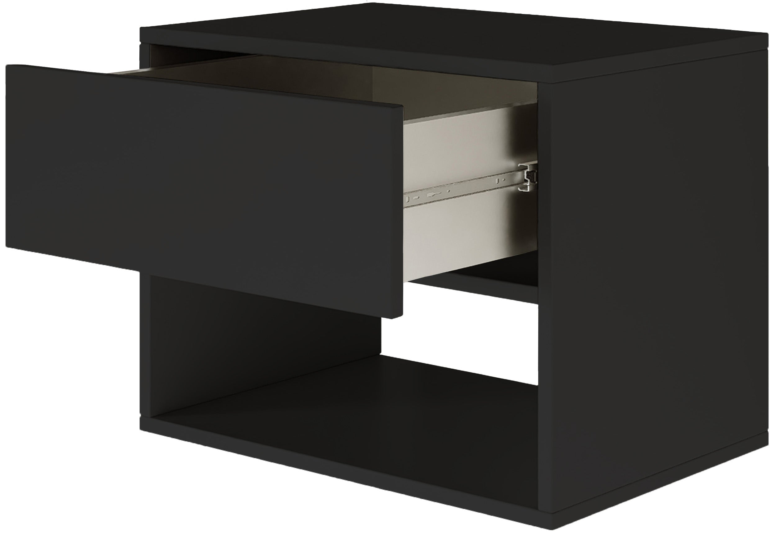 Hängender Nachttisch Framme mit Schublade und Fach, 50 cm, schwarz