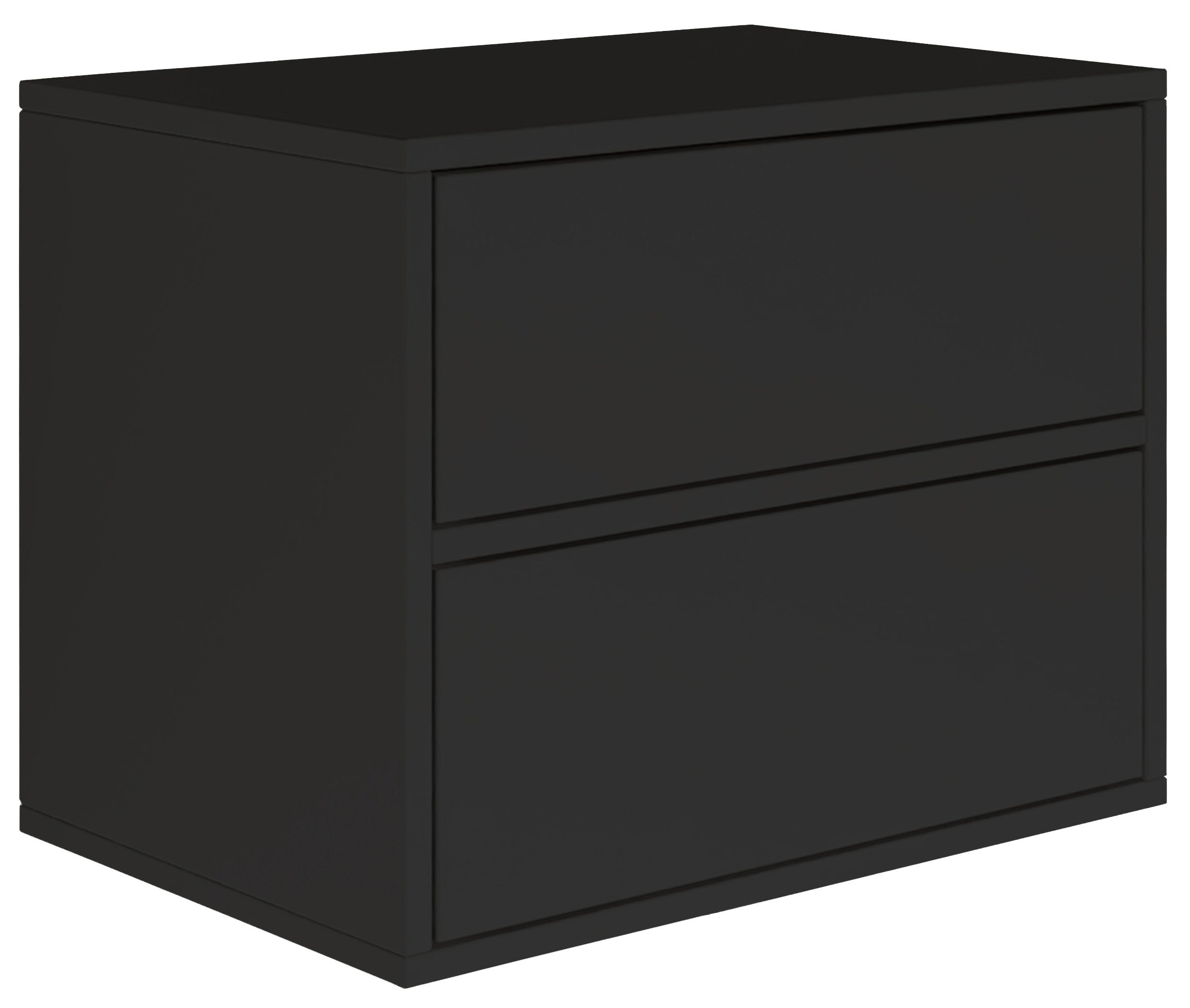 Hängender Nachttisch Framme mit zwei Schubladen, 50 cm, schwarz