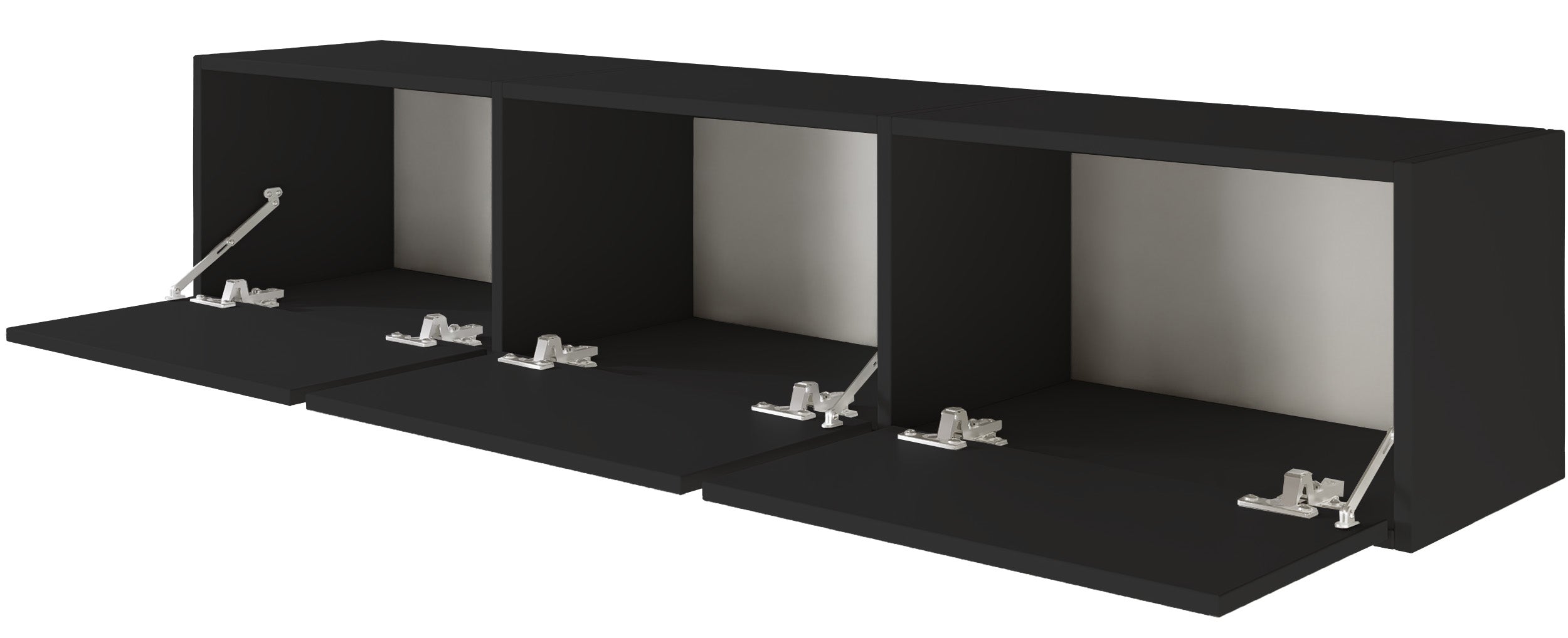 Hängender TV-Schrank Framme mit drei Klappen, 150 cm, schwarz