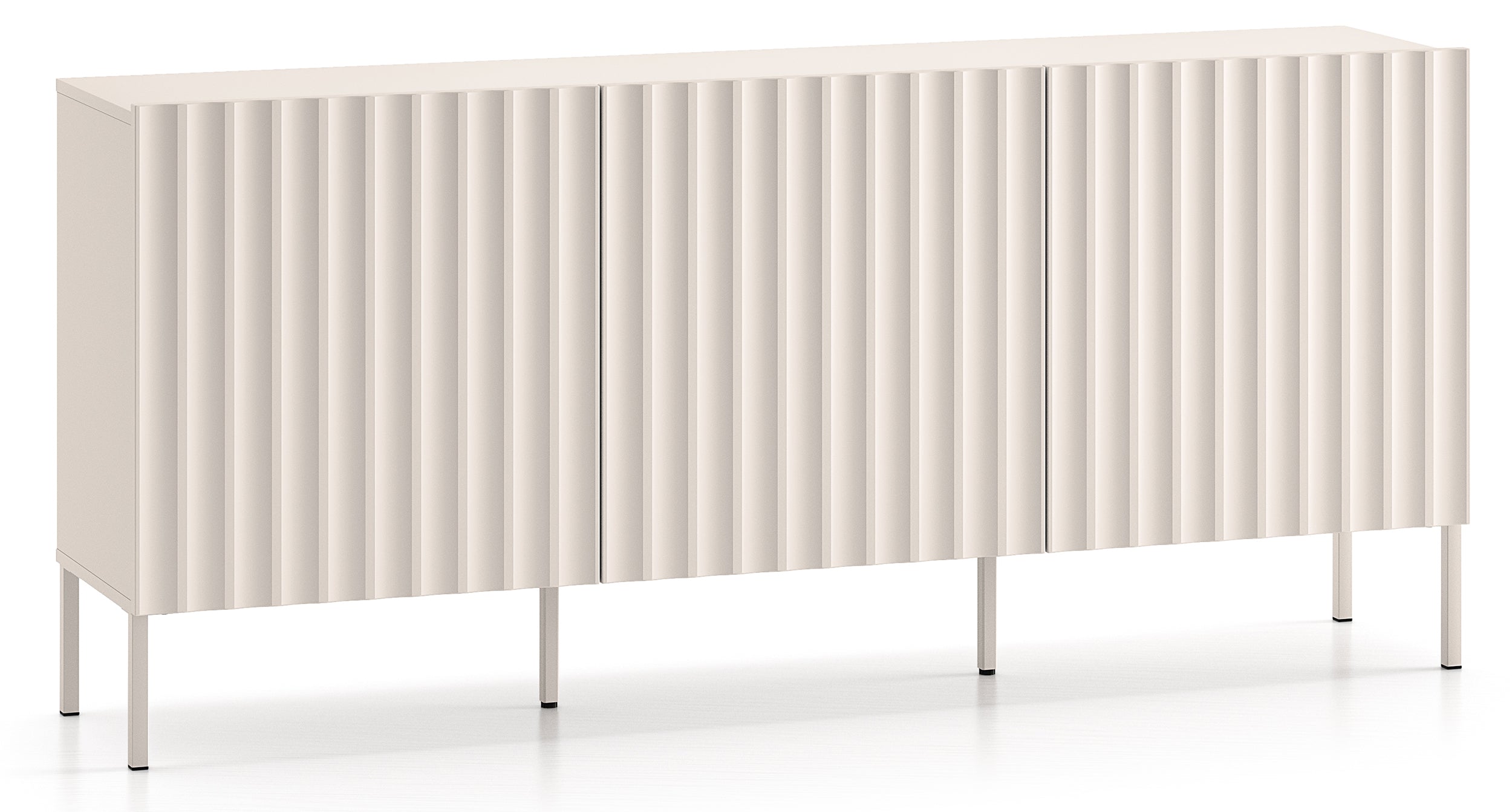 Drehtür-Kommode Derriva mit gerillten Fronten, 170 cm, Kaschmir