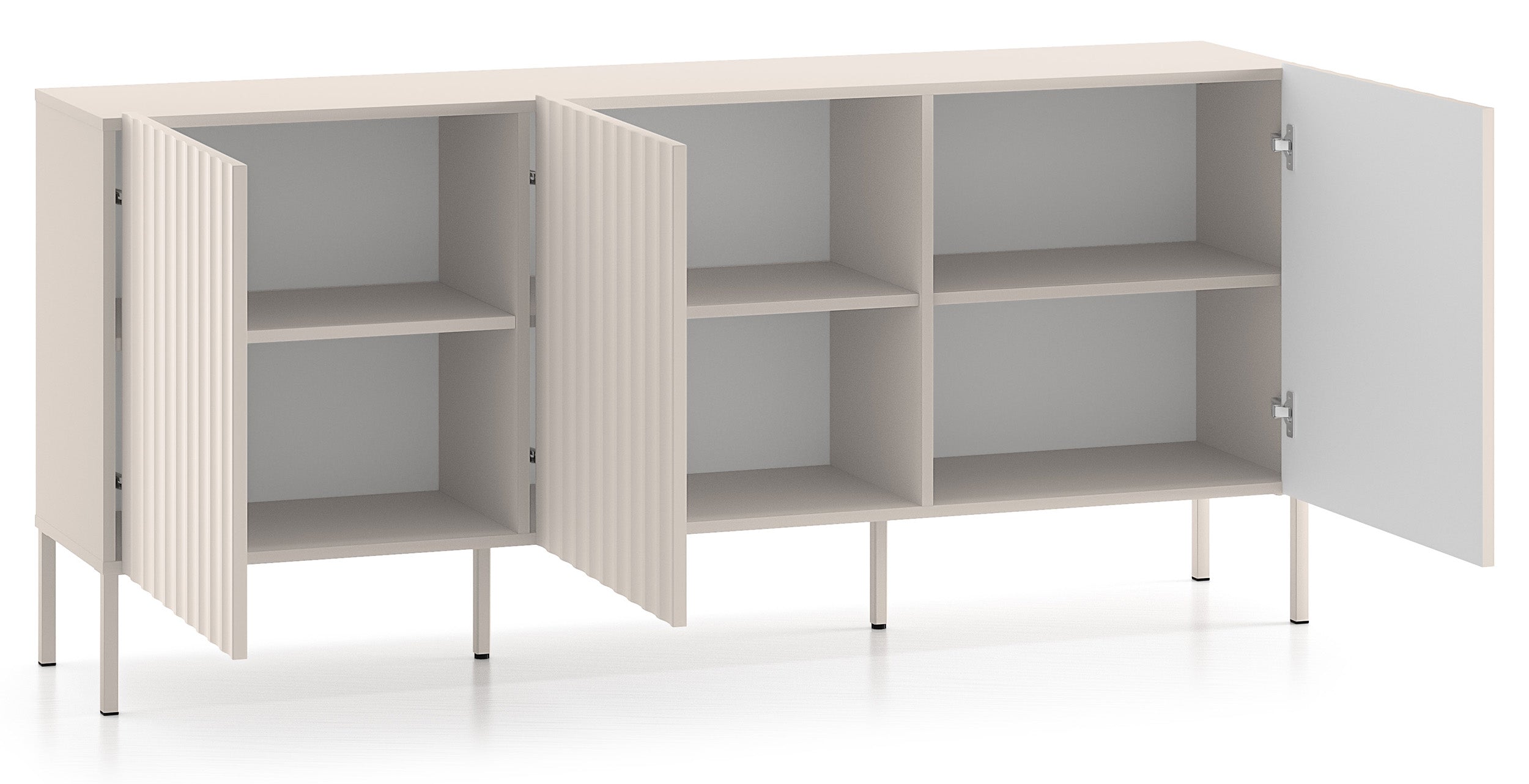 Drehtür-Kommode Derriva mit gerillten Fronten, 170 cm, Kaschmir