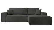 Ecksofa mit Schlafunktion Farese New L-förmig mit Stauraum, dunkelgrauer Cord, rechtsseitig