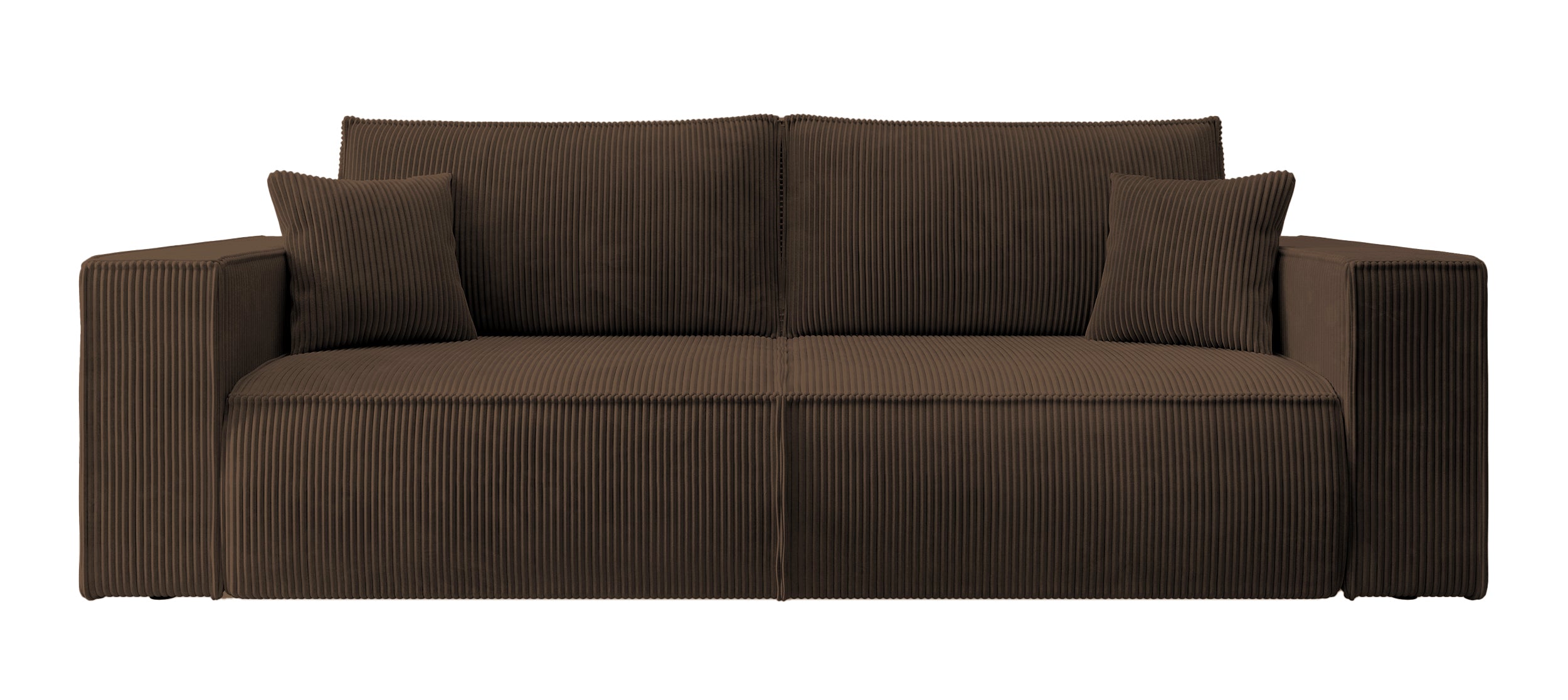 Dreisitziges ausklappbares Sofa Farese mit Stauraum, brauner Cord
