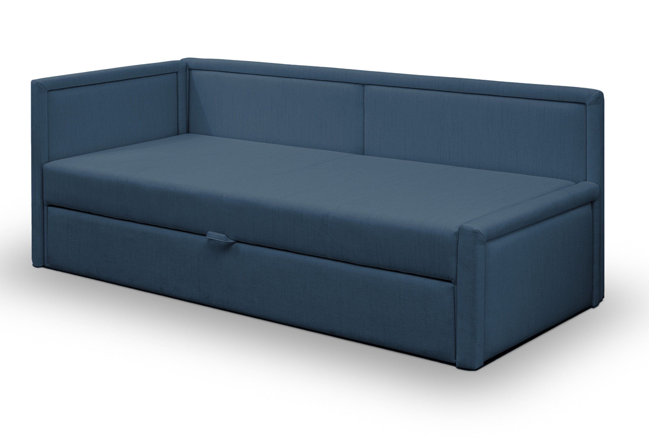 Ausziehbares Doppelbett Caprili, marineblau, Flechtmuster, universell einsetzbar