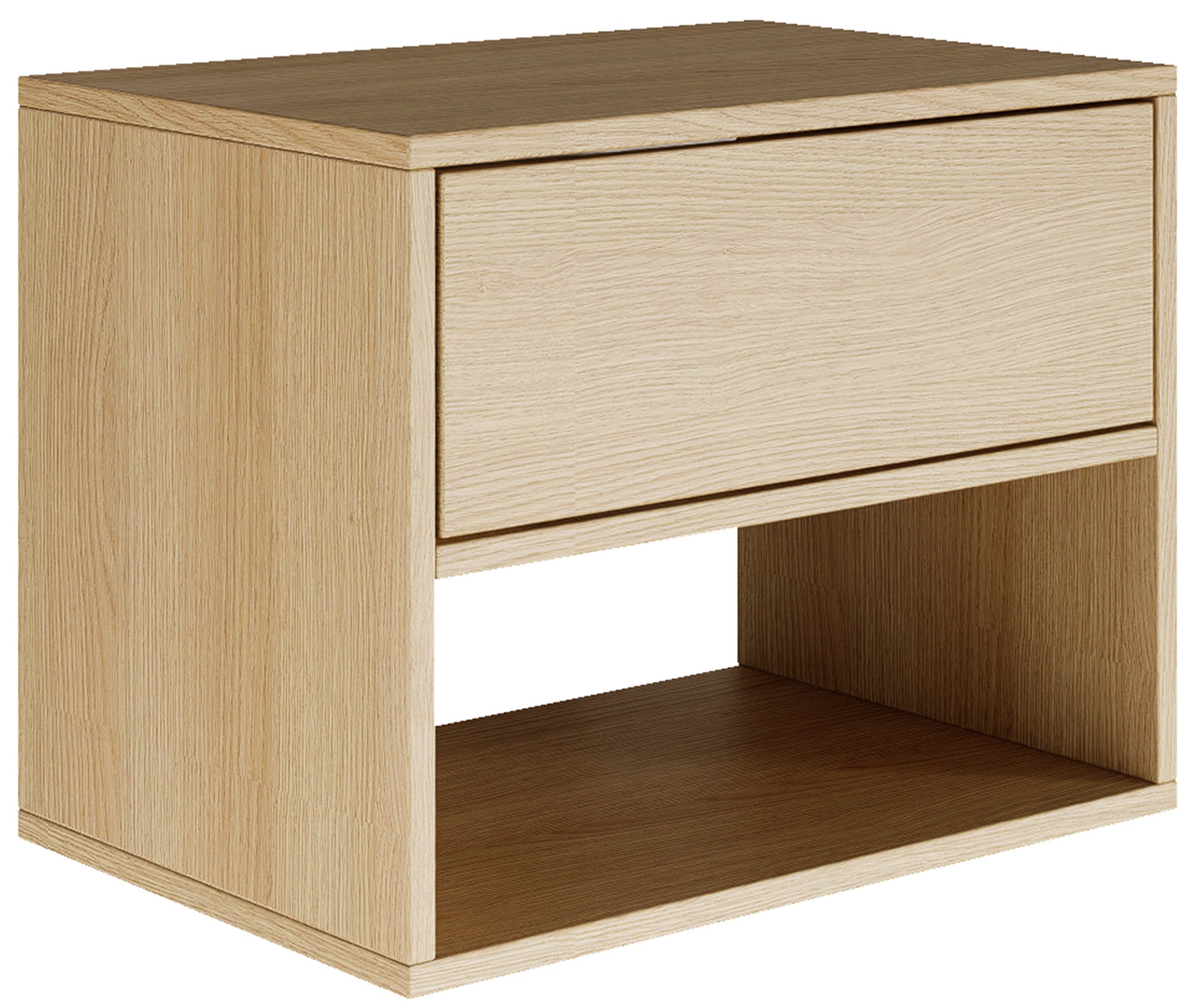 Hängender Nachttisch Framme mit Schublade und Fach, 50 cm, Lindberg-Eiche