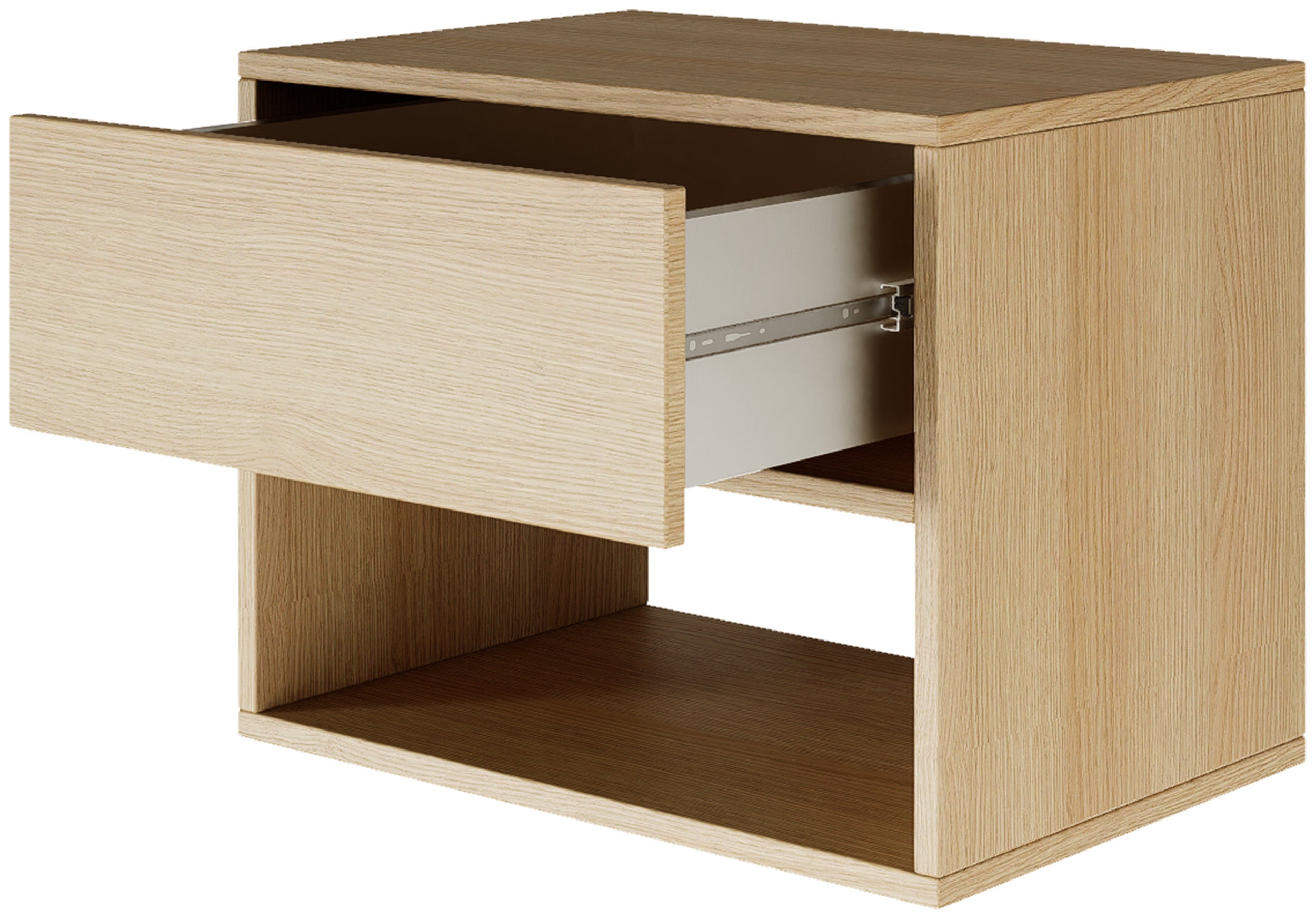 Hängender Nachttisch Framme mit Schublade und Fach, 50 cm, Lindberg-Eiche