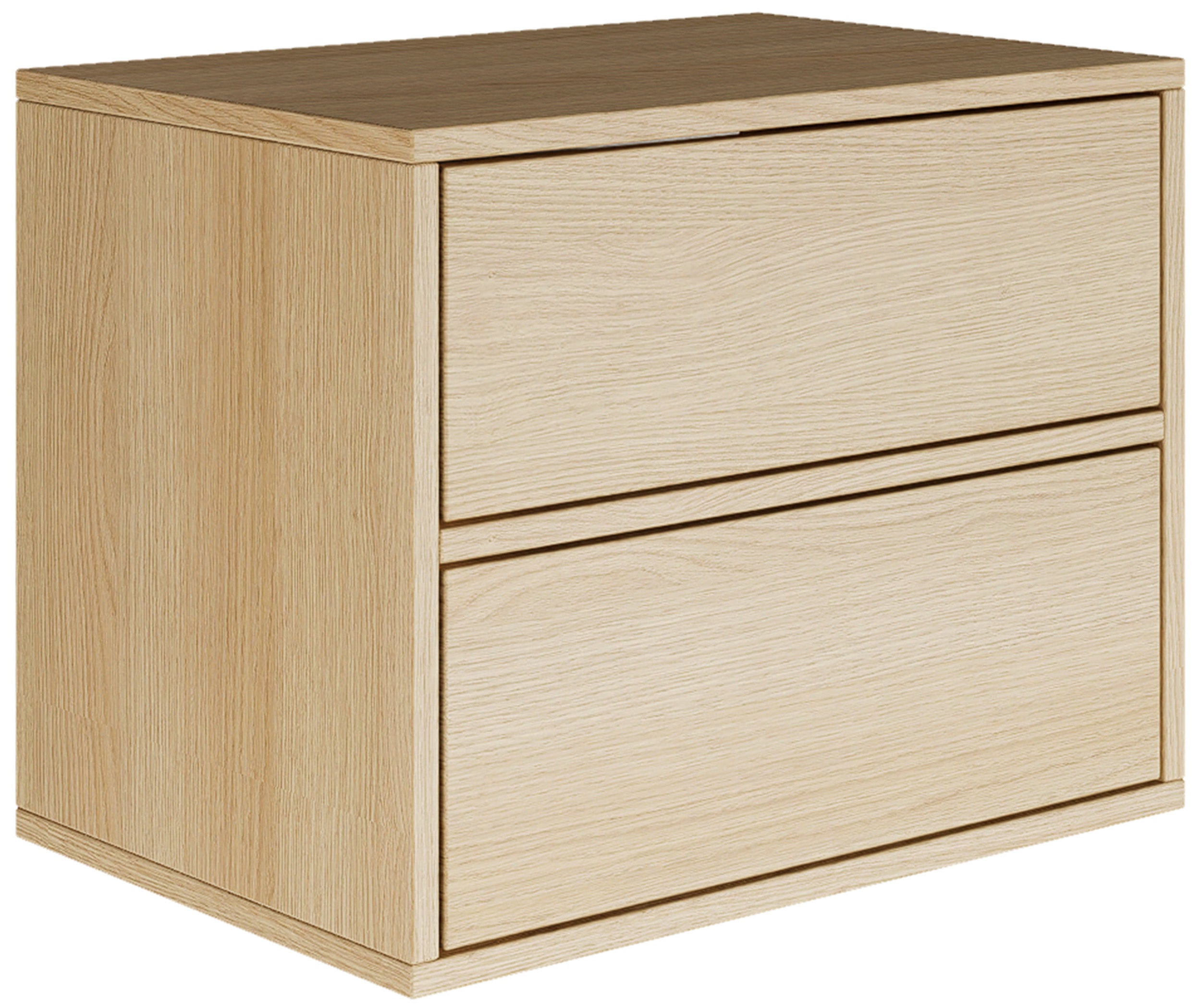 Hängender Nachttisch Framme mit zwei Schubladen, 50 cm, Lindberg-Eiche