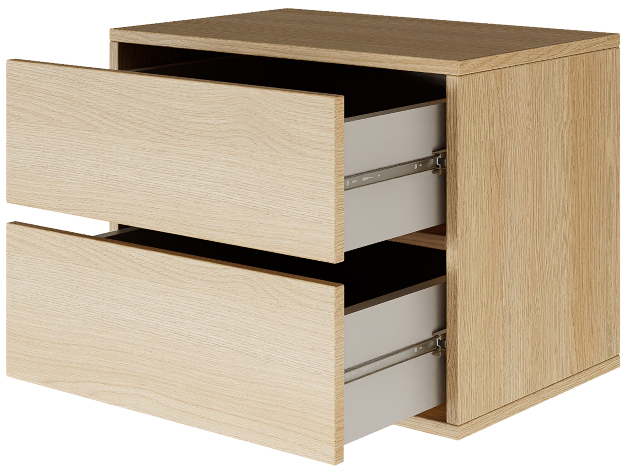 Hängender Nachttisch Framme mit zwei Schubladen, 50 cm, Lindberg-Eiche