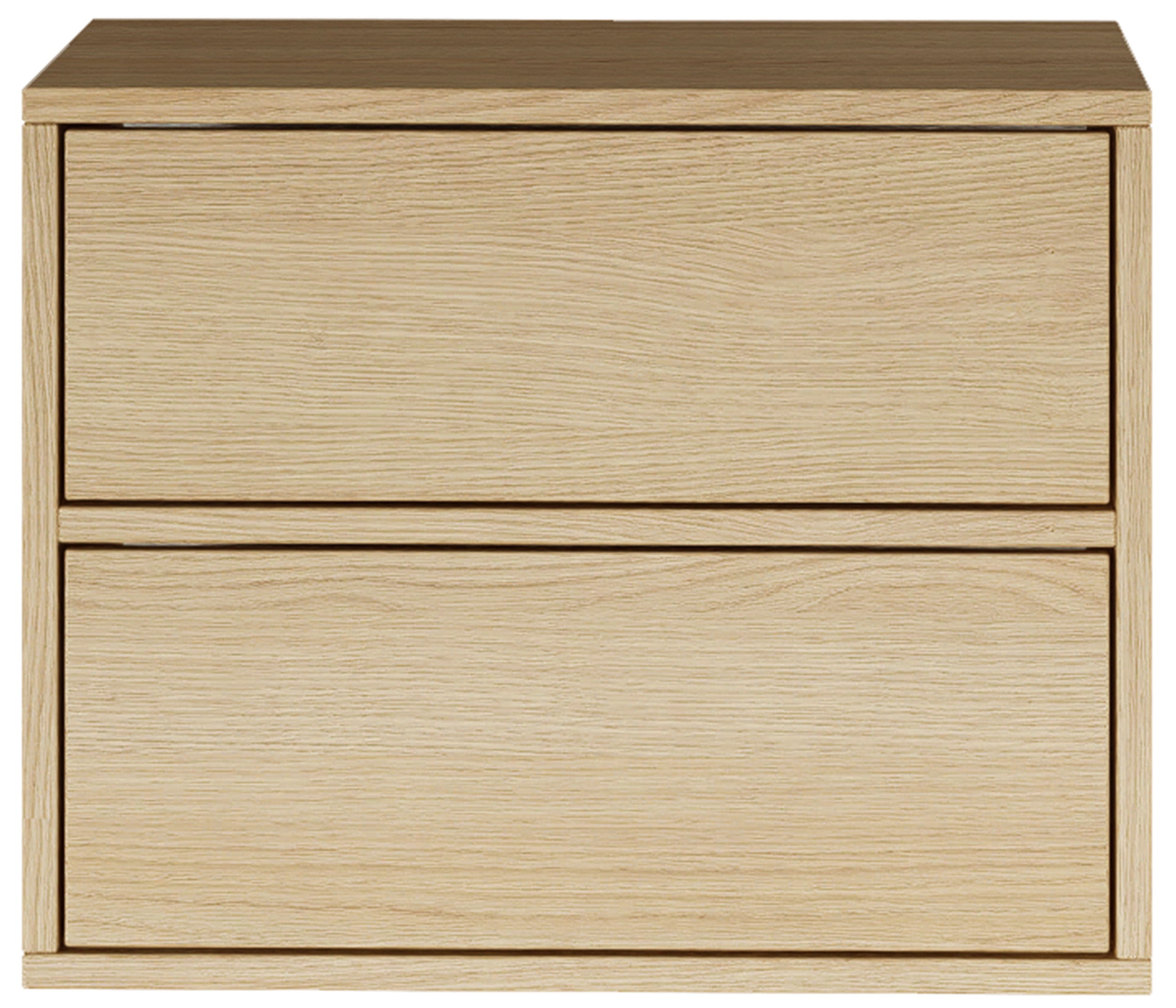 Hängender Nachttisch Framme mit zwei Schubladen, 50 cm, Lindberg-Eiche