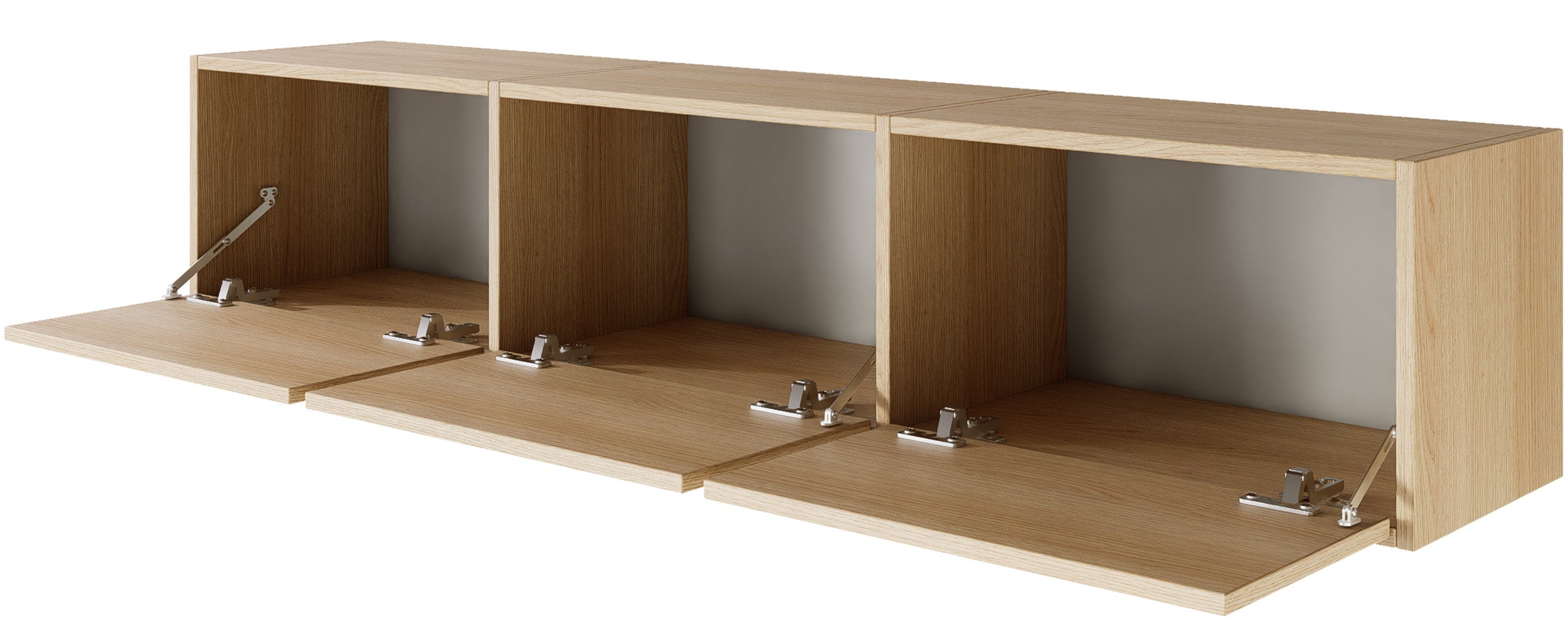 Hängender TV-Schrank Framme mit drei Klappen, 150 cm, Lindberg-Eiche