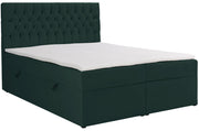 Kontinentales Bett 180x200 cm Daissy mit Stauraum und Topper, Flaschengrün Samt