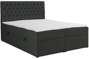 Kontinentalbett 140x200 cm Daissy mit Stauraum und Topper, dunkelgrauer Samt