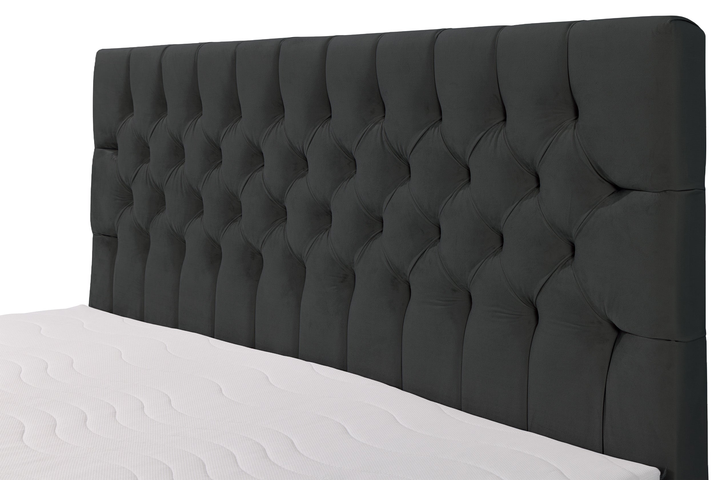 Kontinentalbett 140x200 cm Daissy mit Stauraum und Topper, dunkelgrauer Samt