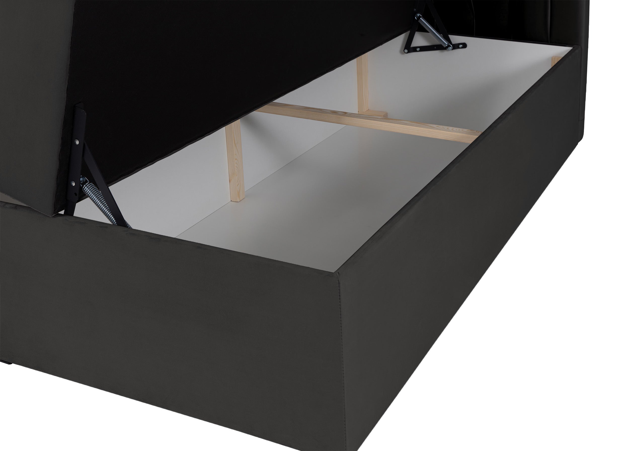 Kontinentalbett 140x200 cm Daissy mit Stauraum und Topper, dunkelgrauer Samt