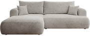 Ecksofa mit Schlaffunktion Ovo Cord, L-förmig, linksseitig, mit Stauraum, grau-beige Cordstoff