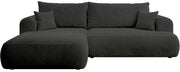 Ecksofa mit Schlaffunktion Ovo Cord, L-förmig, linksseitig, mit Stauraum, dunkelgrauer Cordstoff