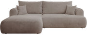 Ecksofa mit Schlaffunktion Ovo Cord, L-förmig, linksseitig, mit Stauraum, beige Cordstoff