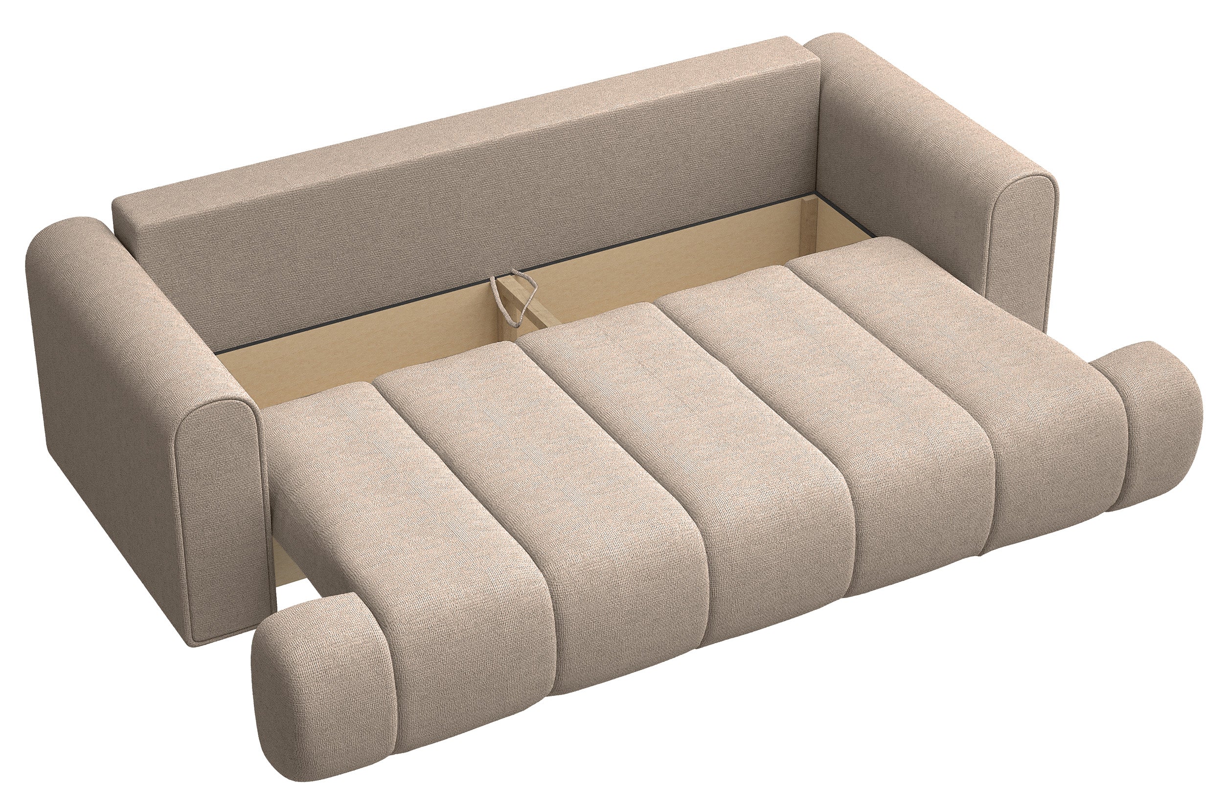 Dreisitziges Sofa Dandelino mit Schlafunktion, beige, hydrophobes Chenille
