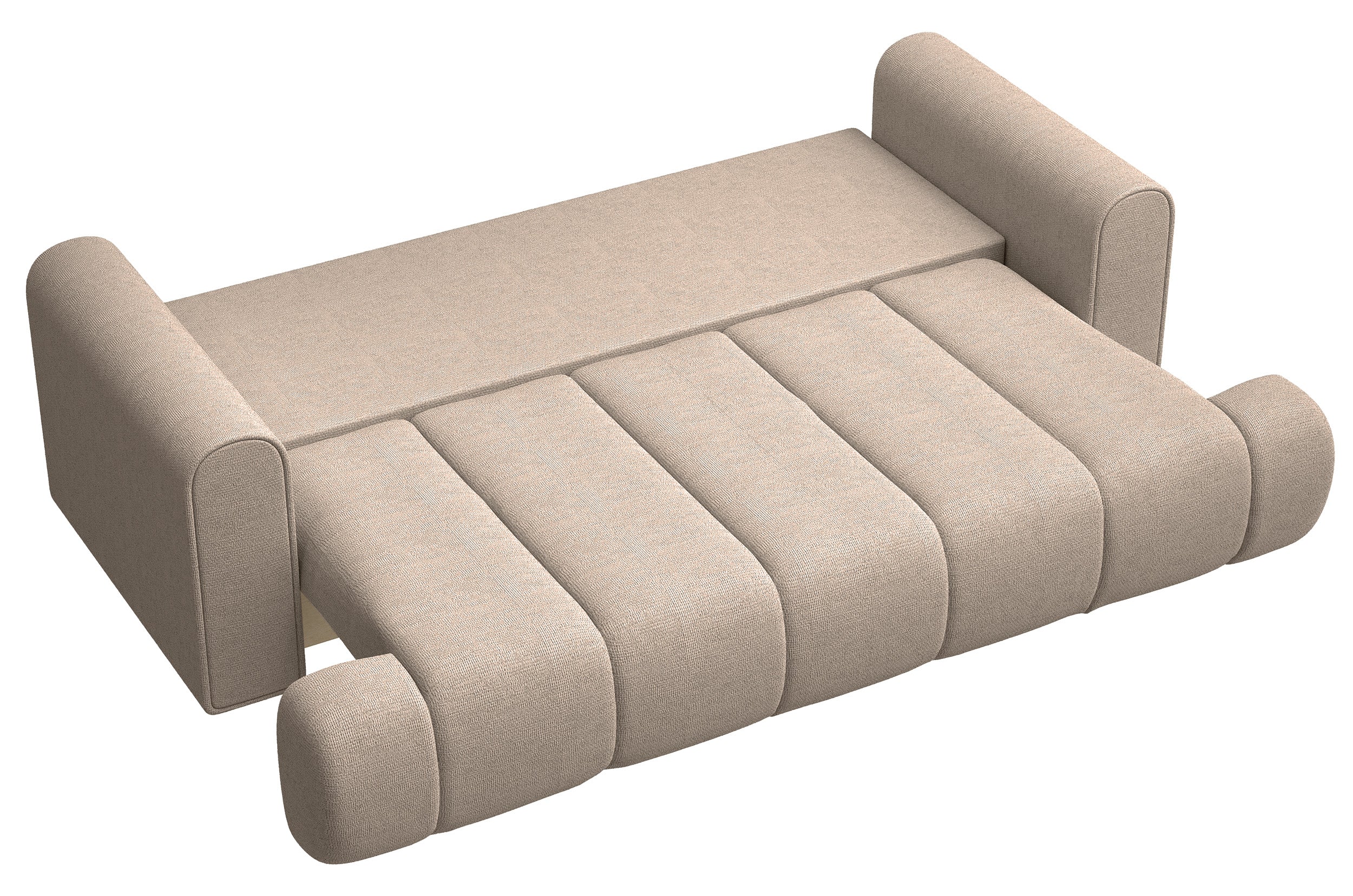 Dreisitziges Sofa Dandelino mit Schlafunktion, beige, hydrophobes Chenille