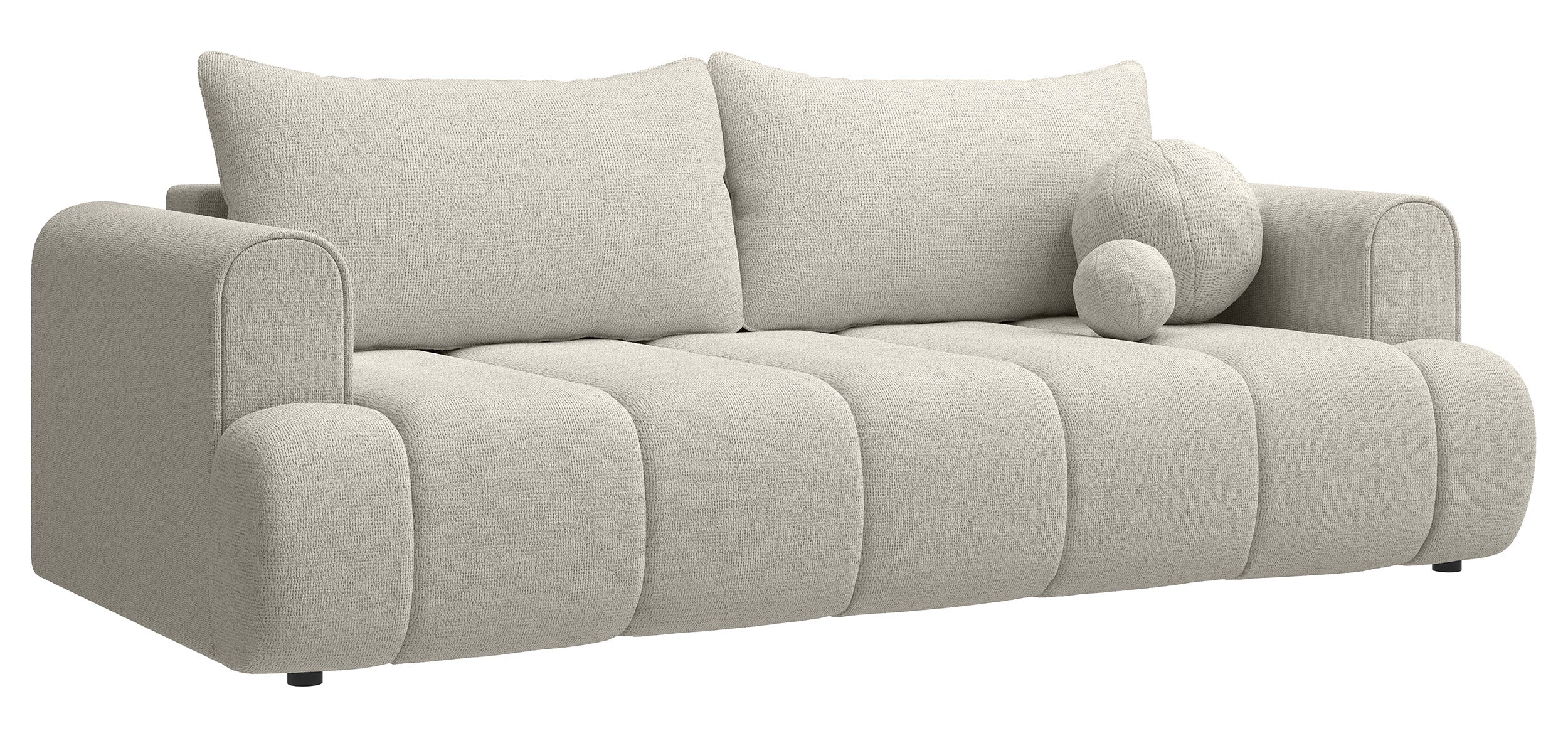 Dreisitziges Sofa Dandelino mit Schlafunktion, grau-beiger hydrophober Chenillestoff