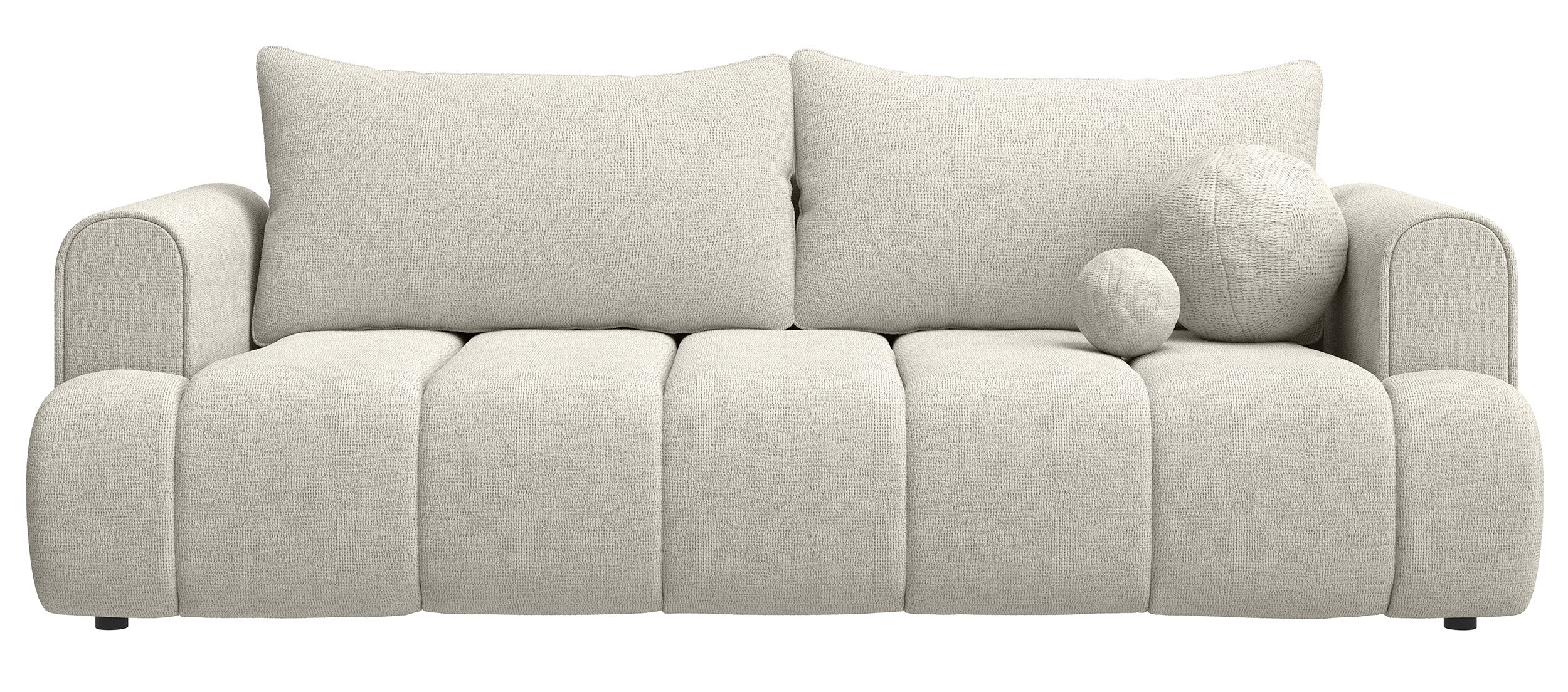 Dreisitziges Sofa Dandelino mit Schlafunktion, grau-beiger hydrophober Chenillestoff